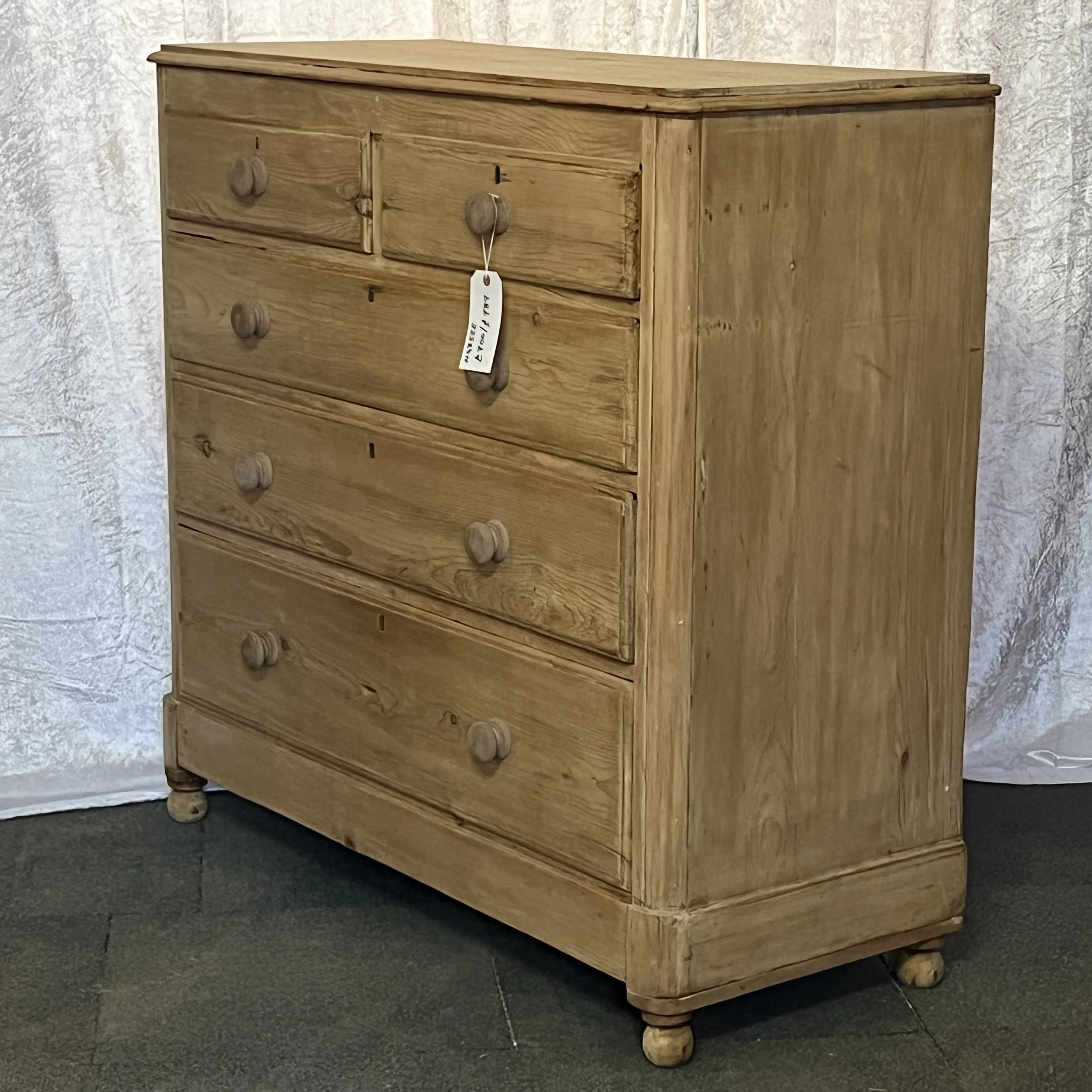 N4852E pine chest, right-side angle showing bare wood and drawer fronts