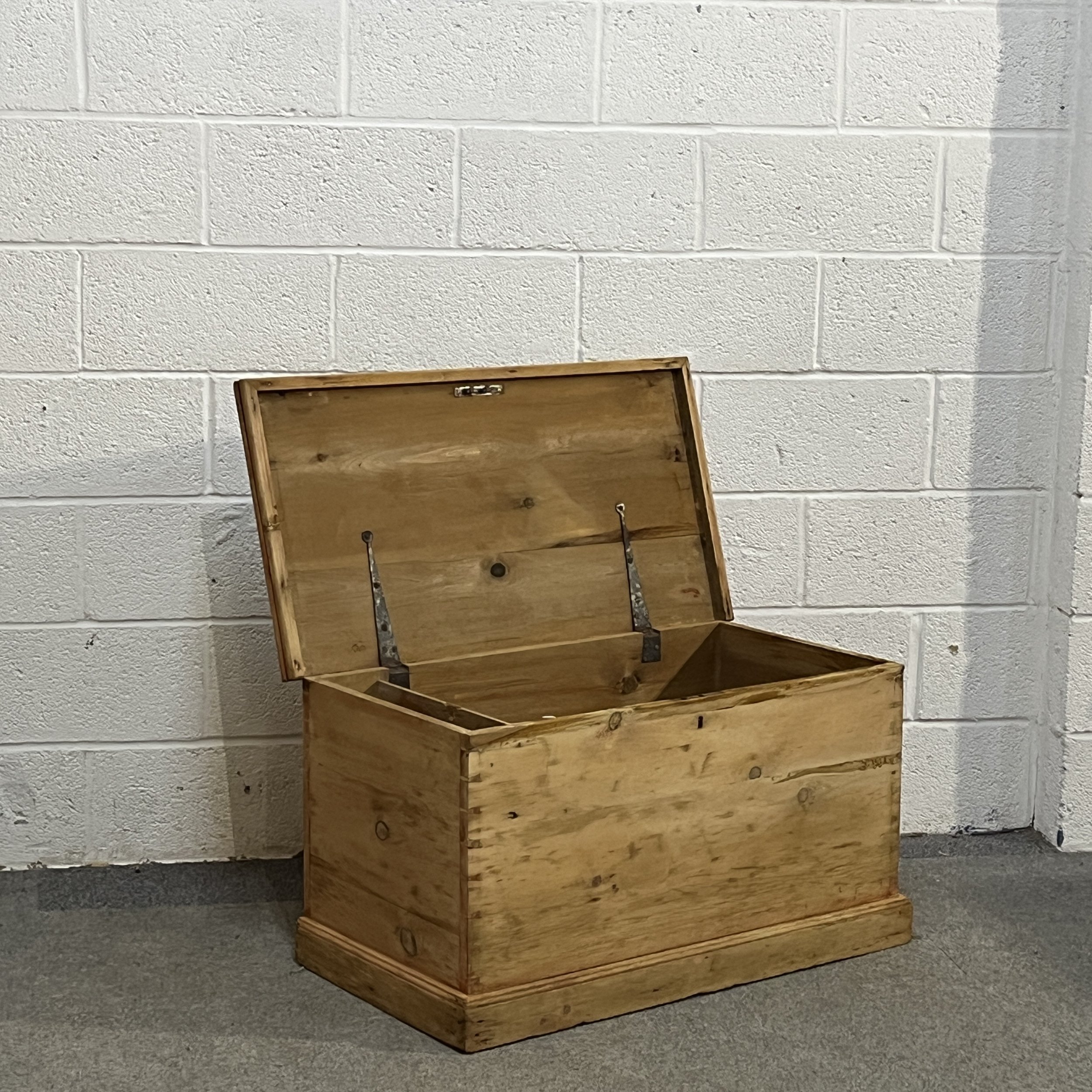 Medium Sized Flat Top Victorian Pine Blanket Chest