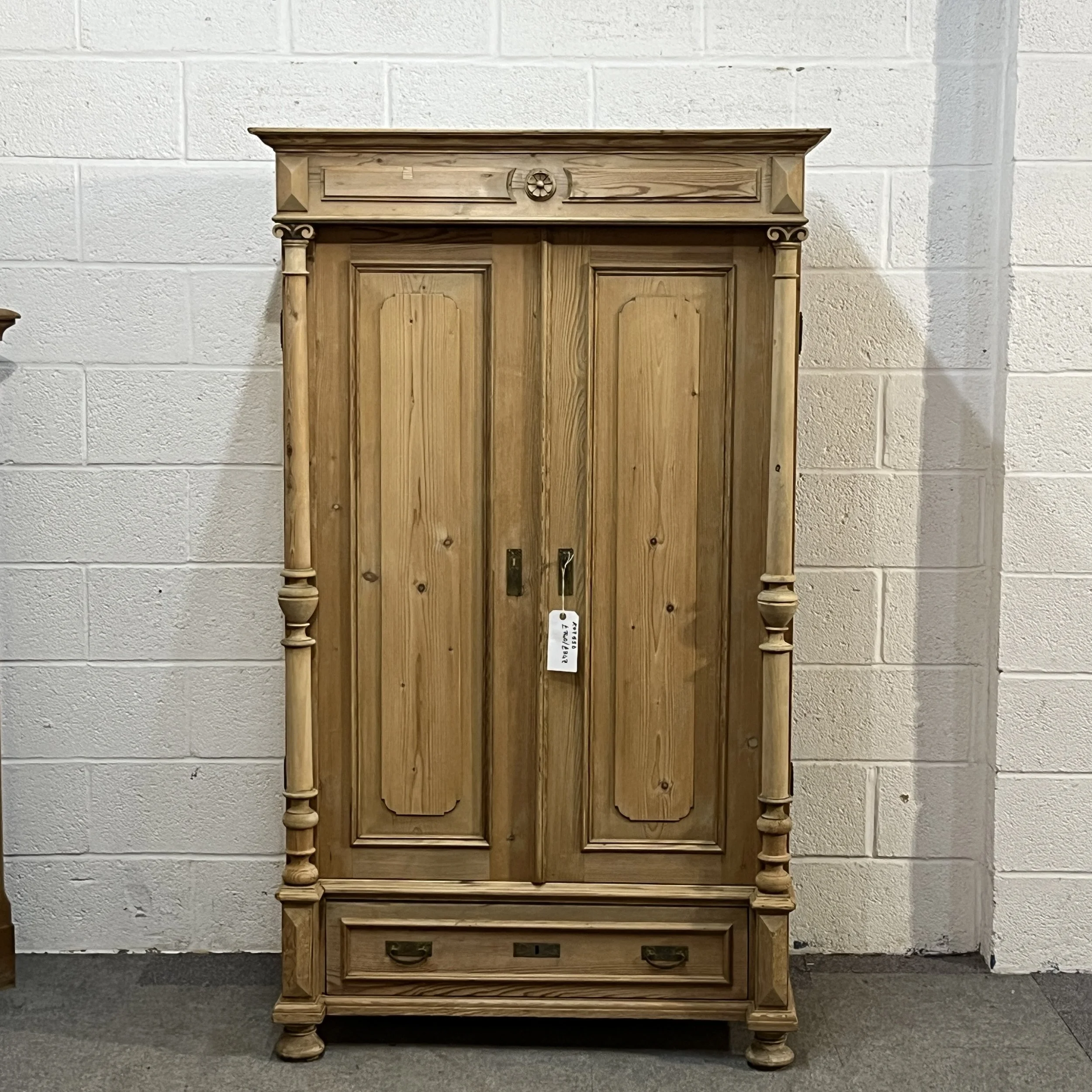 Small Antique Pine 2 Door Wardrobe With Bottom Drawer (Copy)