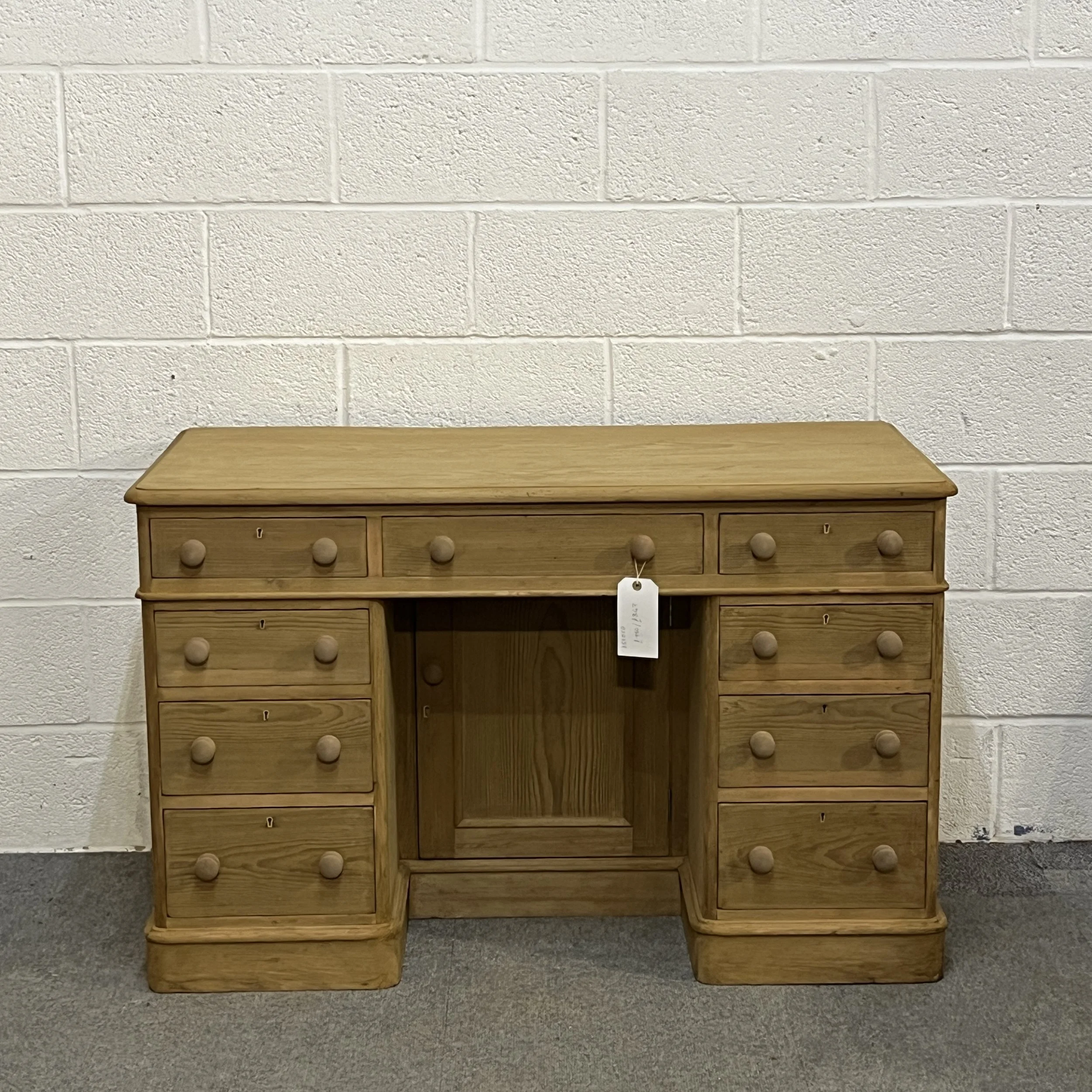 Victorian Pine Desk With Drawers And Cupboard