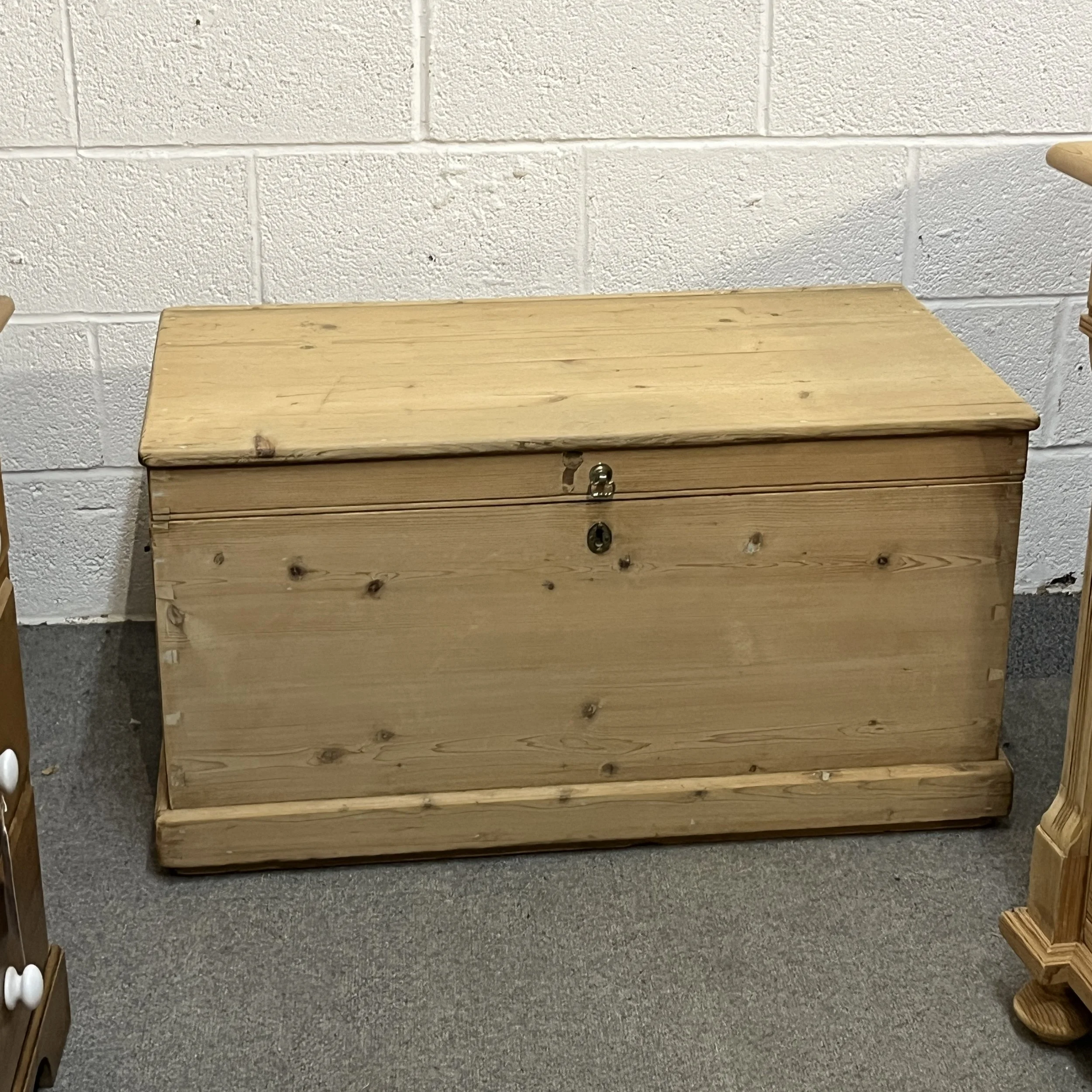 Antique Pine Blanket Chest with Candle Box and Drawers
