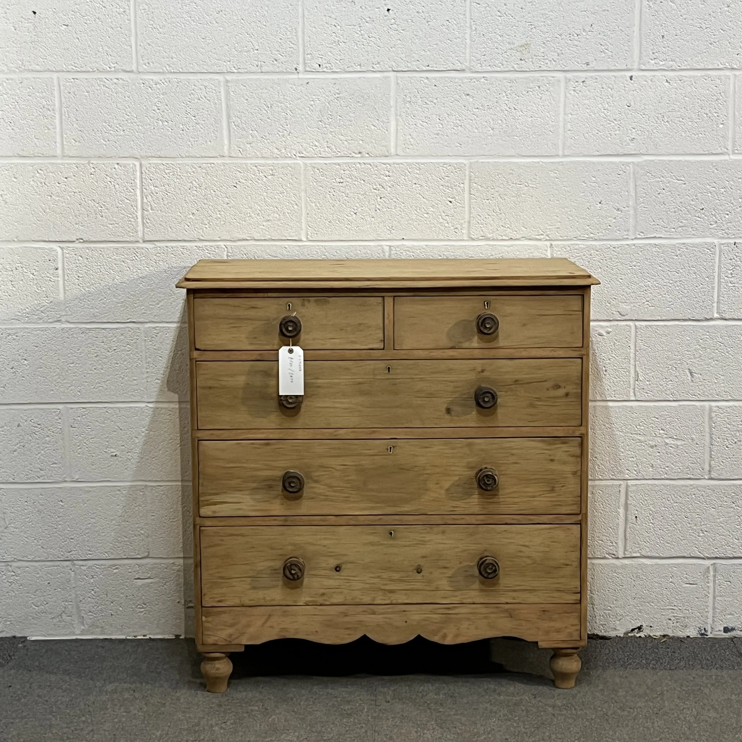 Large Victorian Pine Chest Of Drawers - bare wood