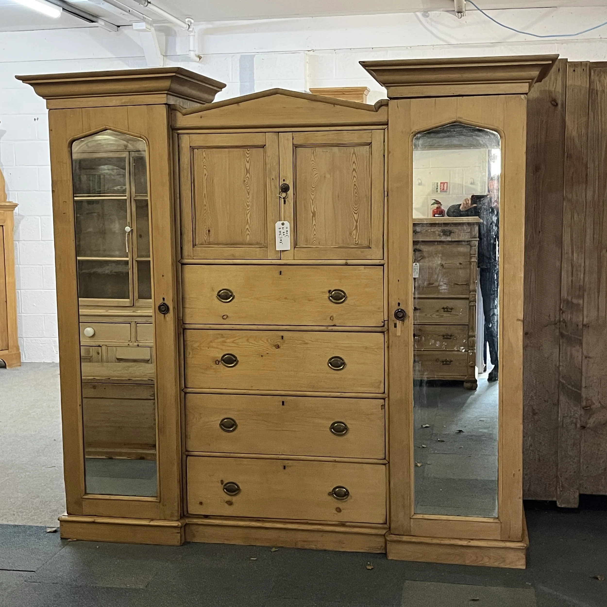 Large Victorian Pine Bedroom Unit