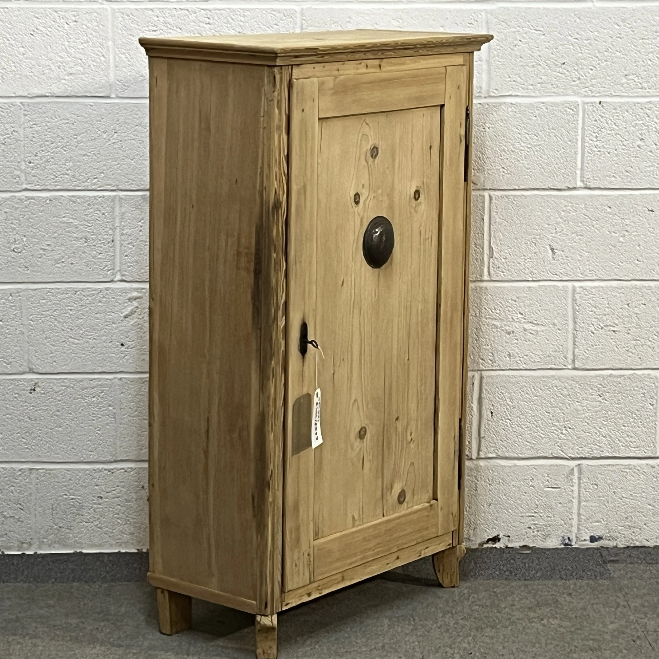 Left-side view of pine larder cupboard N3207C