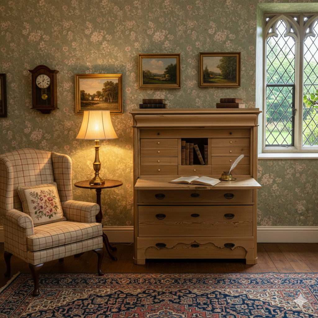 Antique pine bureau Secretaire
