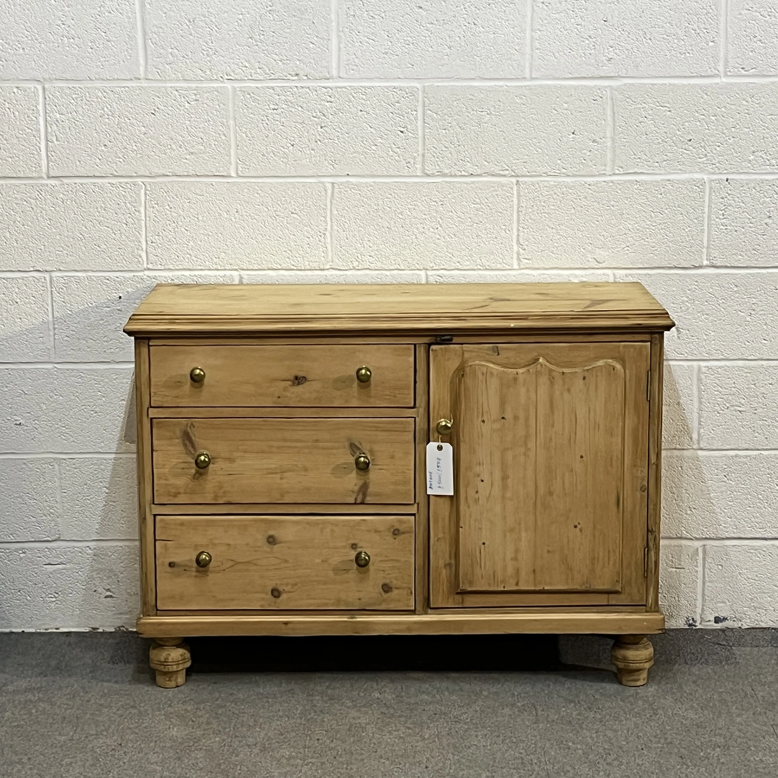 Antique Pine Base With 3 Drawers