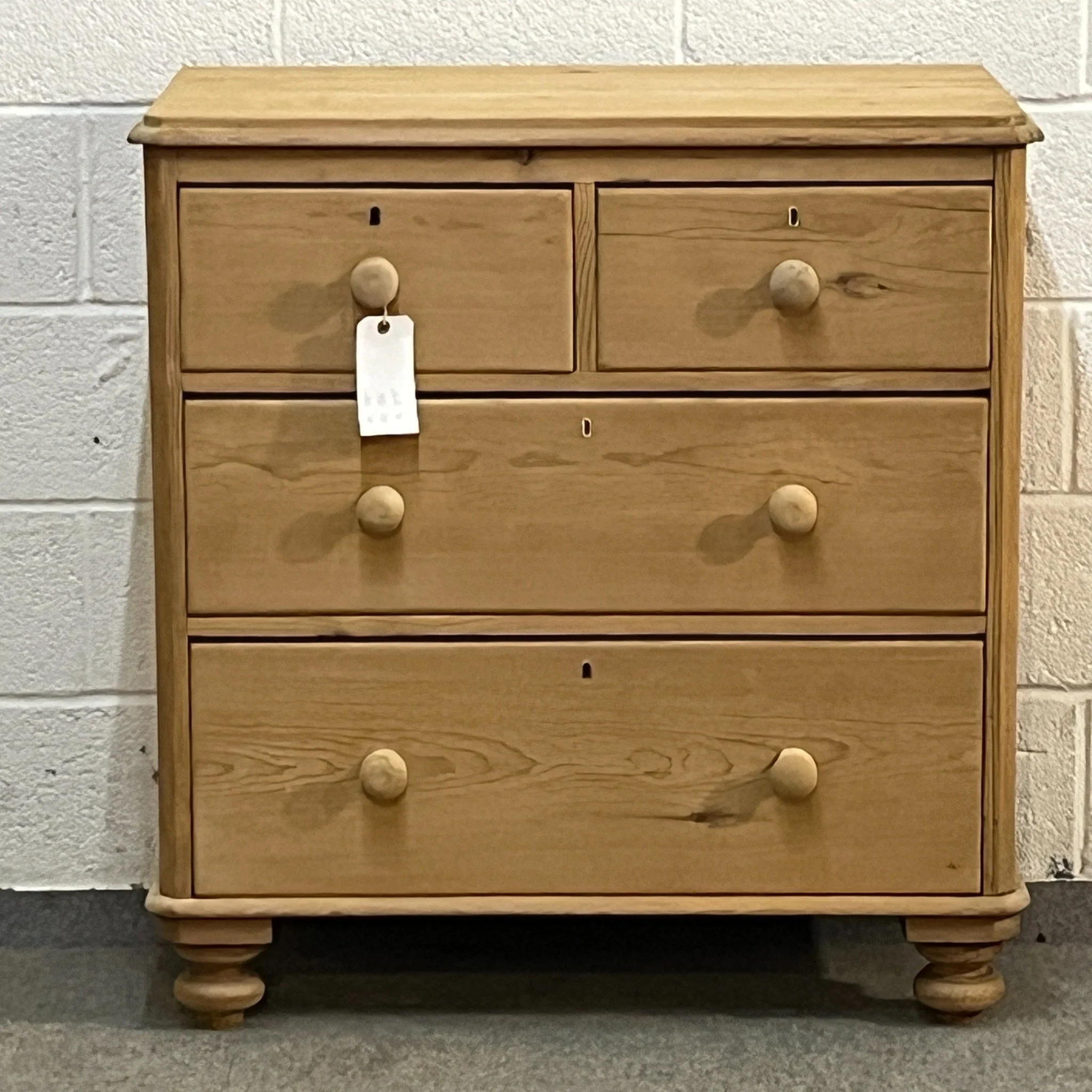 N8608C pine two-over-two chest of drawers, straight-on front view