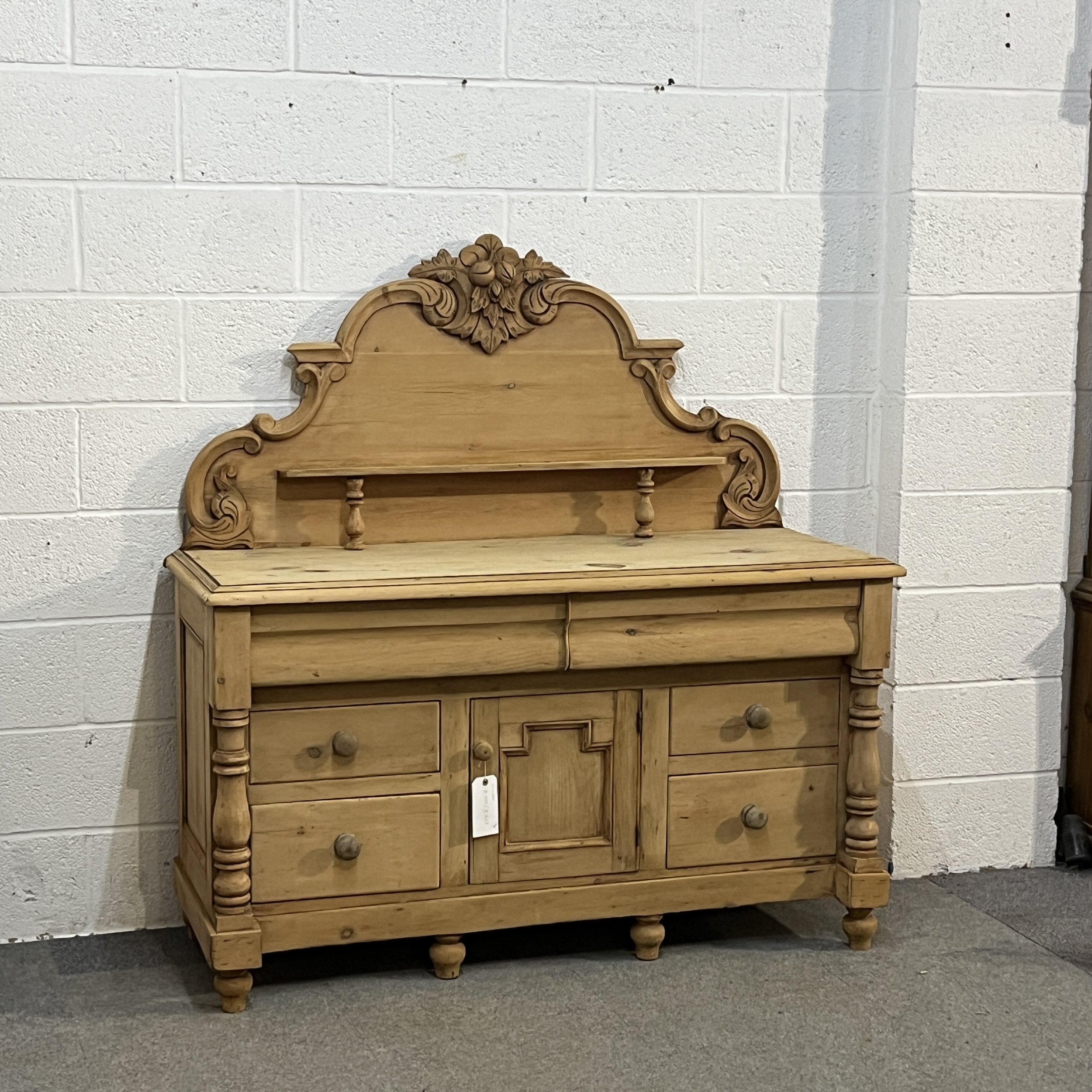 Victorian Antique Pine Chiffonier with Gallery Back