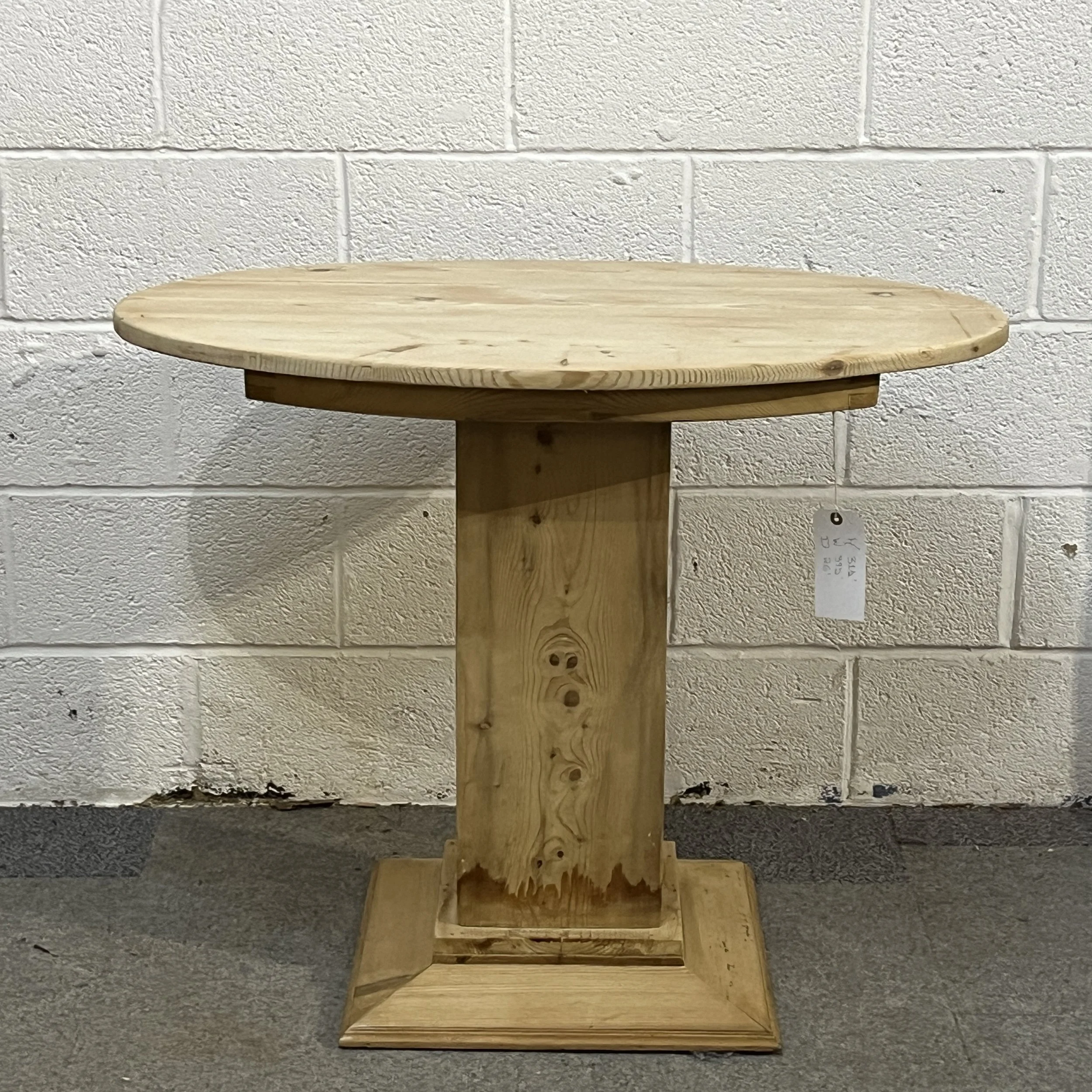 Small Oval Pedestal Antique Pine Table