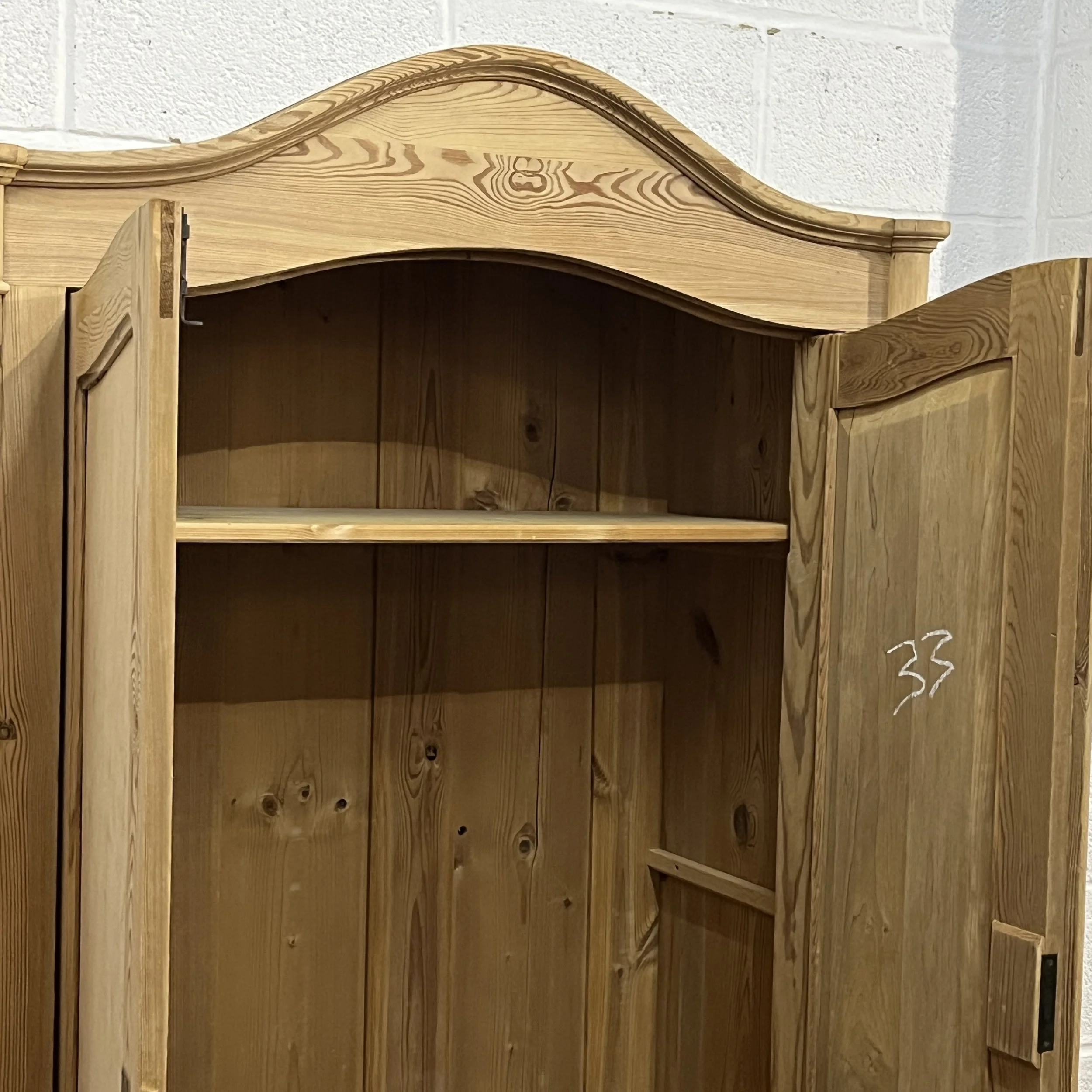 Interior shelf and upper section of antique pine armoire N3304D