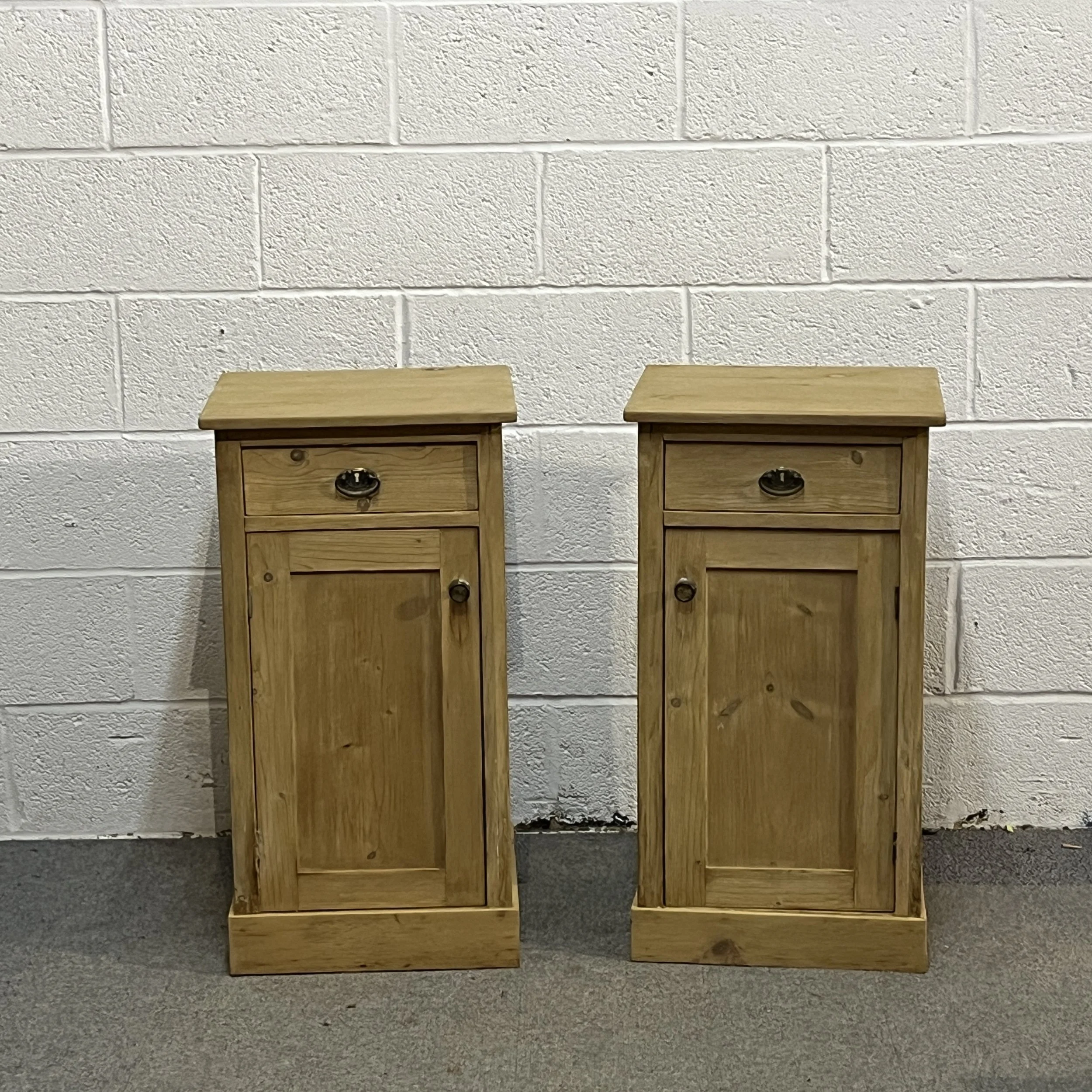 Pair Of Large Antique Pine Bedside Cupboards