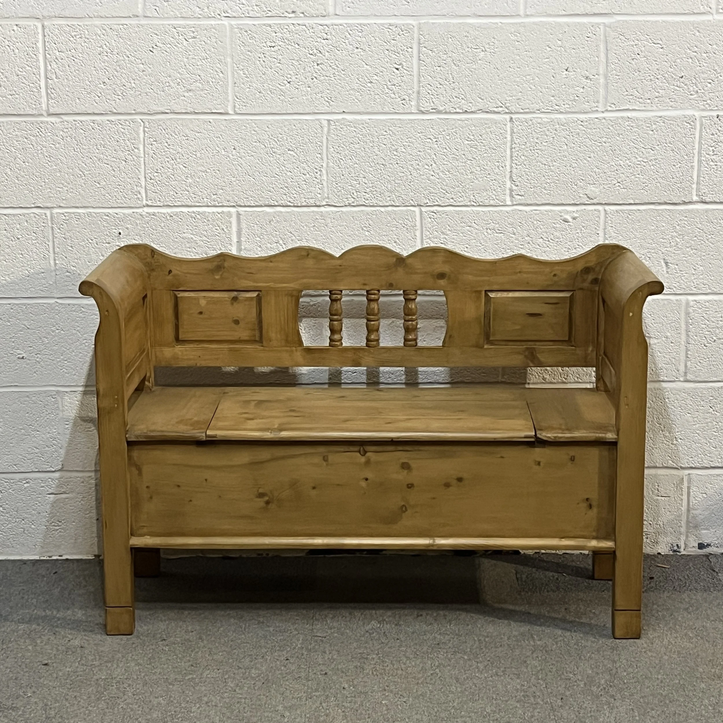 New Waxed Pine Storage Bench