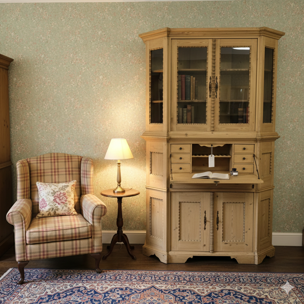 Large Attractive Very Old Eastern European Pine Secretaire