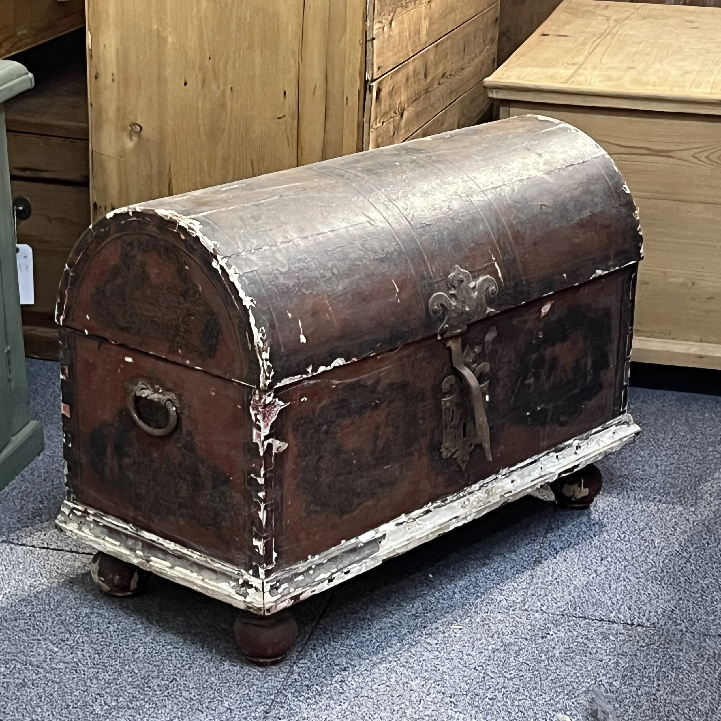 Early Georgian Period Painted Dome-Top Pine Chest