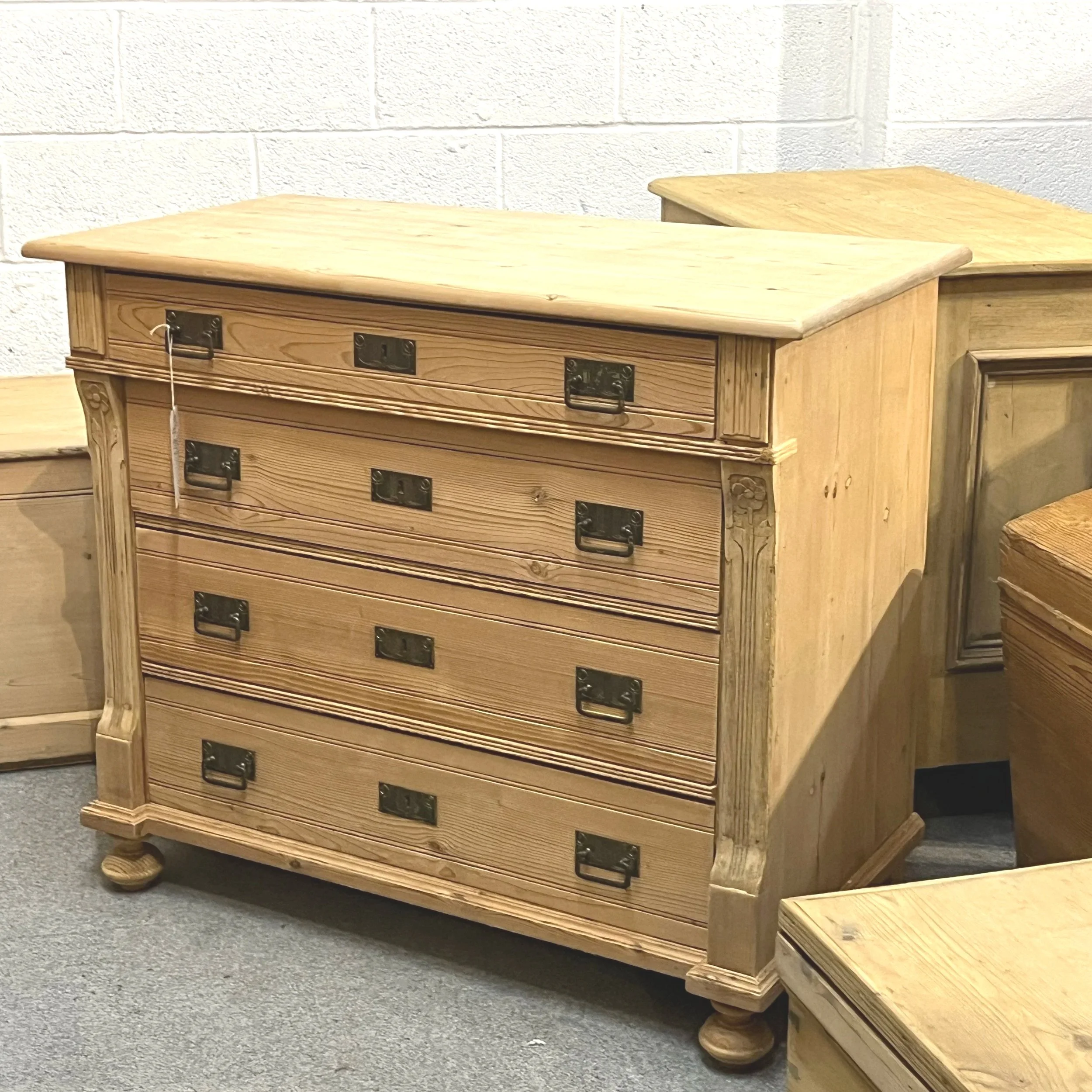 1920s German Antique Pine Four-Drawer Chest