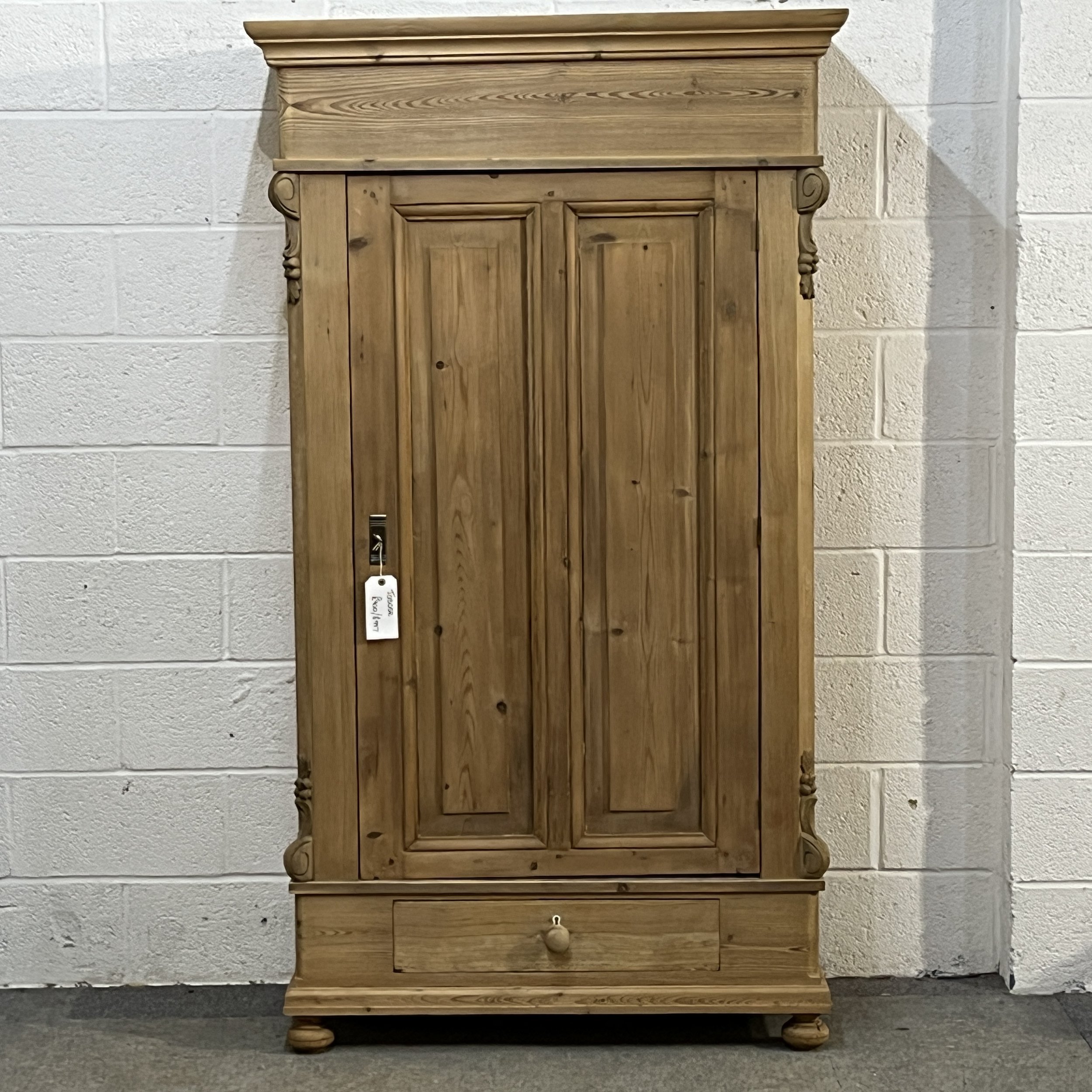 Tall Slim Old Pine Storage Cupboard With Bottom Drawer (Dismantles) (Copy)