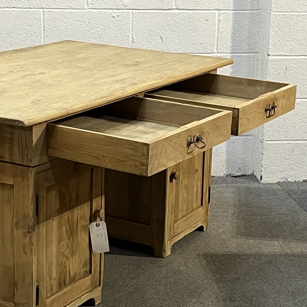 Large English Antique Pine Pedestal Desk (E7204E) — Pine Furniture