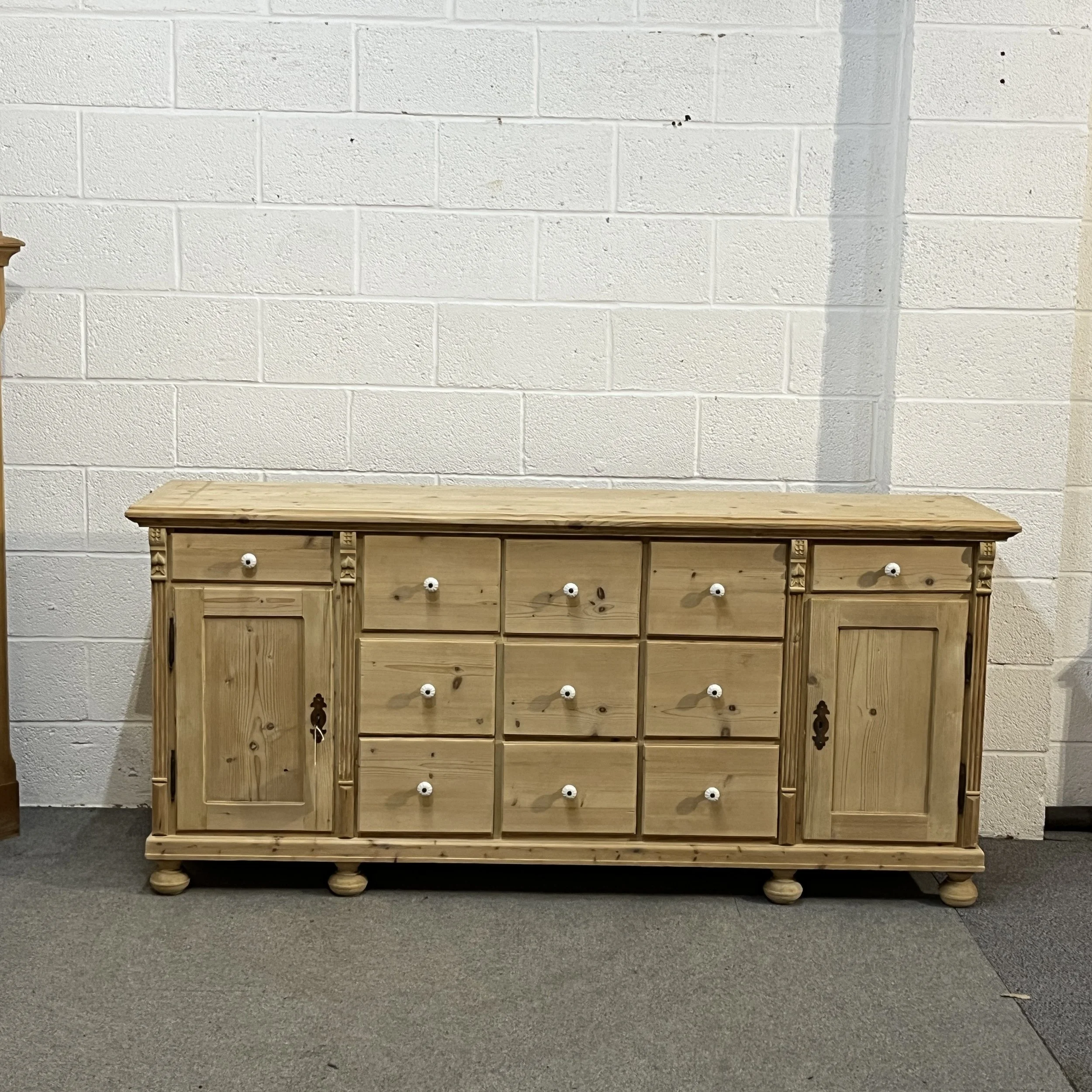 Large Pine Sideboard With 11 Drawers