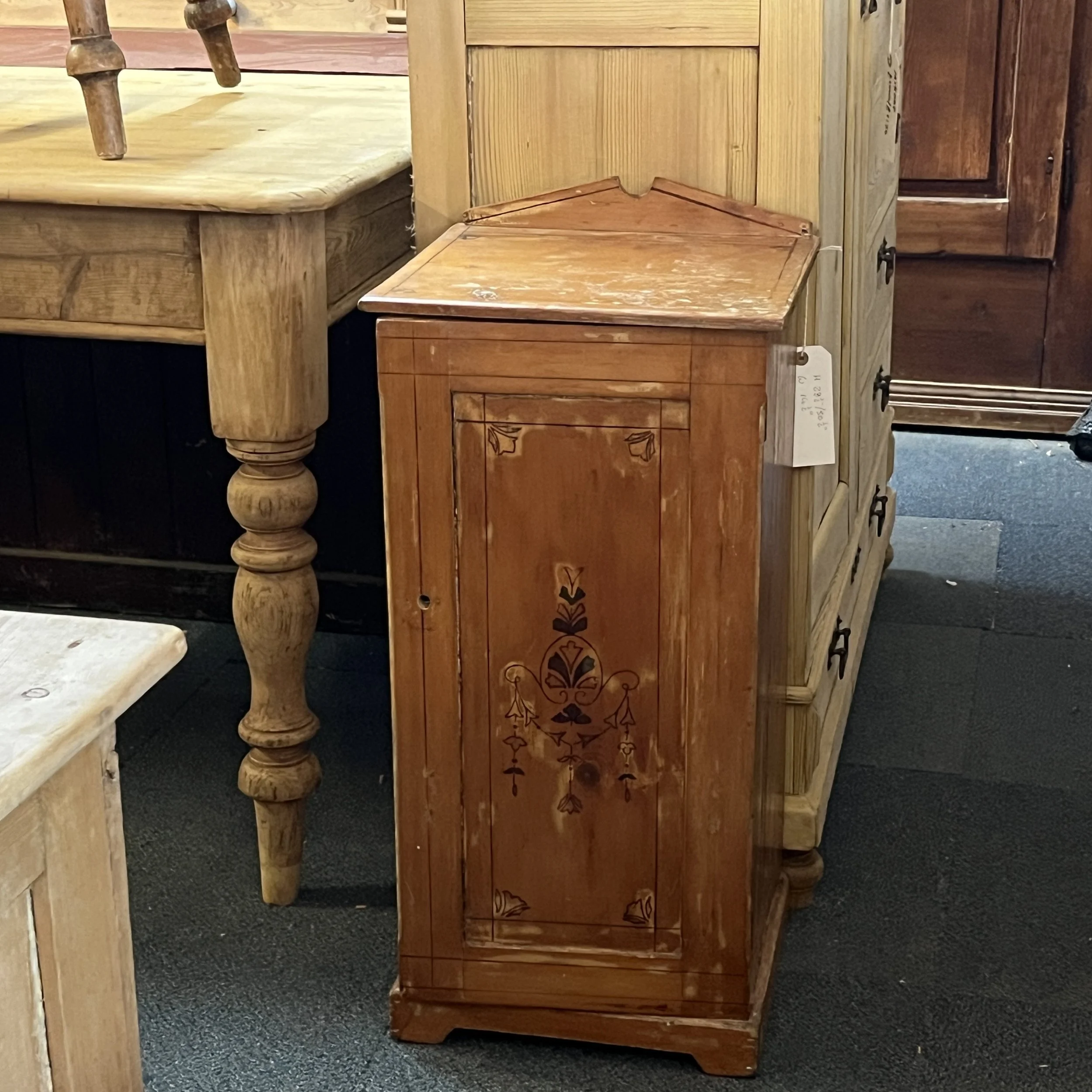 Small Victorian Pine Bedside Cupboard with Original Paint Finish