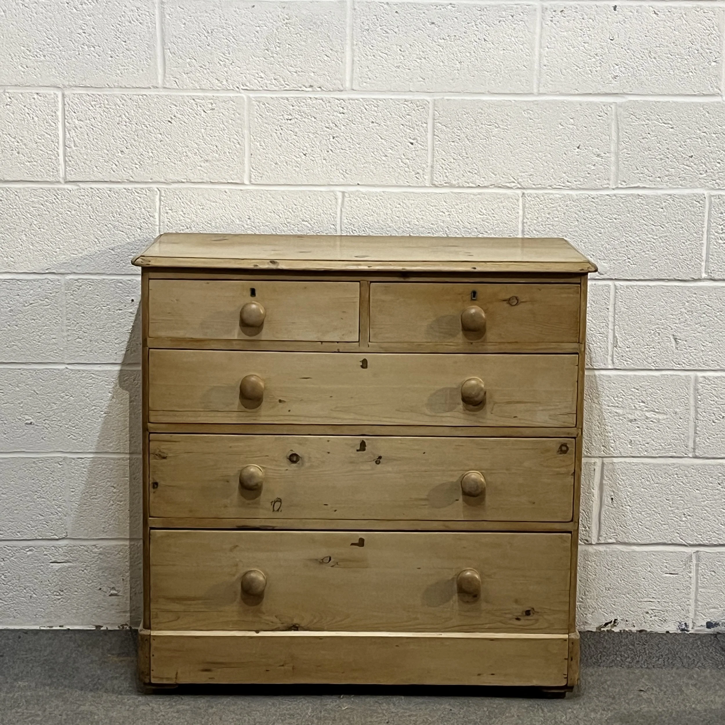 Large Waxed Victorian Pine Chest Of Drawers