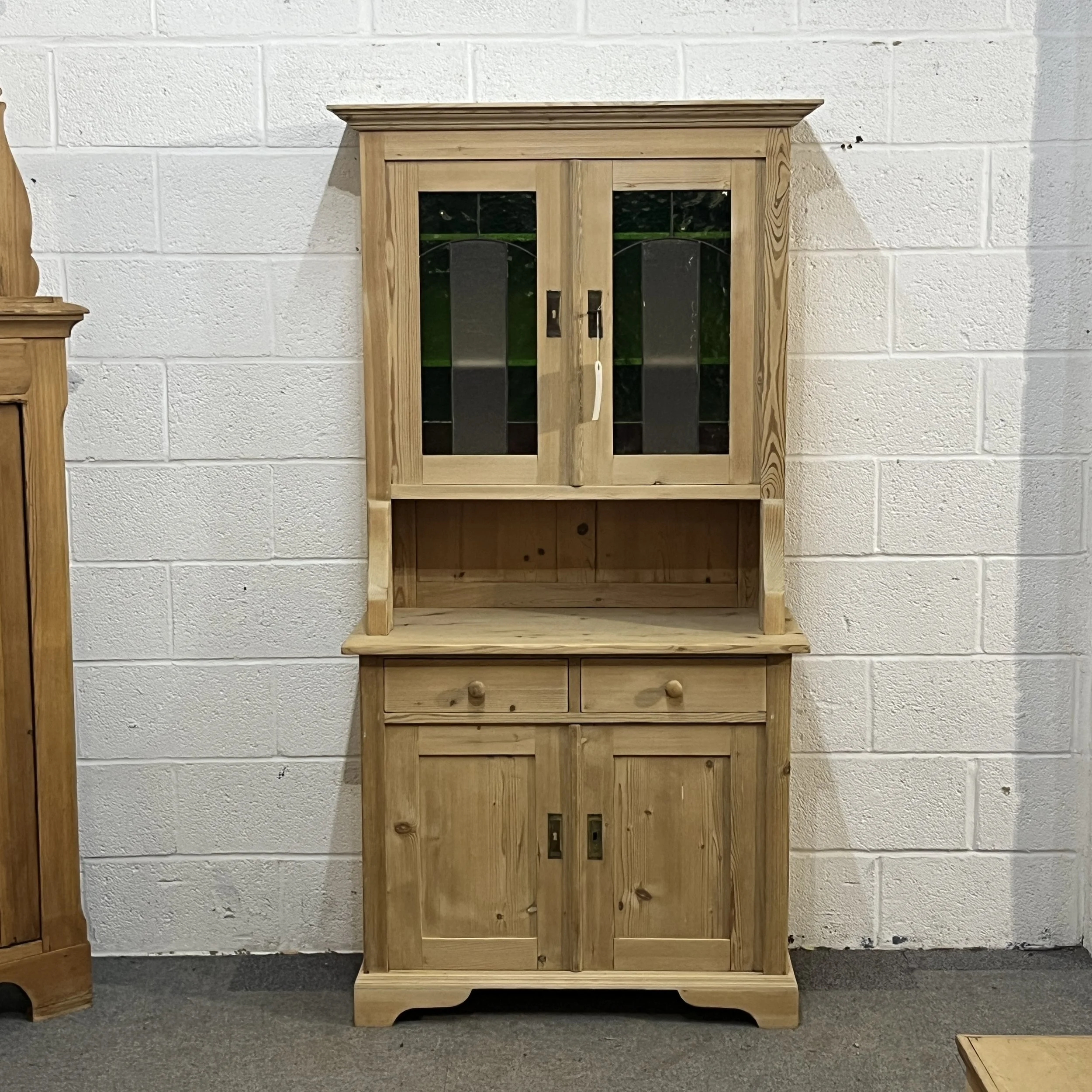 1930’s Pine Dresser Coloured Glazed Top Doors