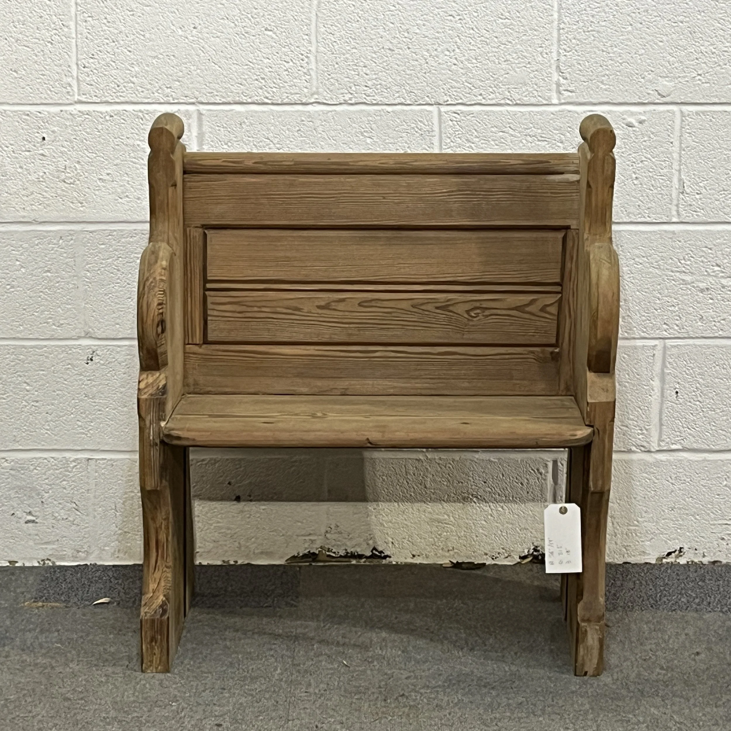 Small Old English Pine Church Pew Seat