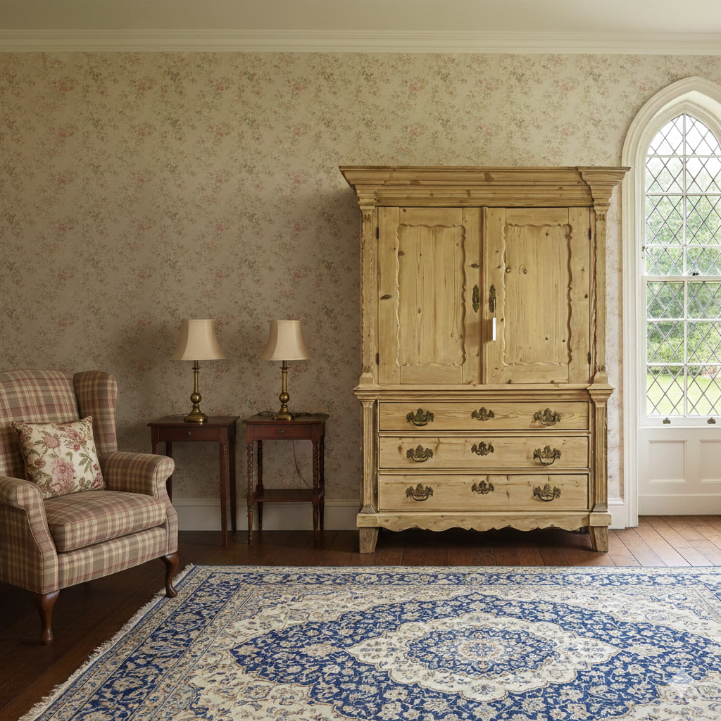Large Very Old Dutch Pine Linen Press