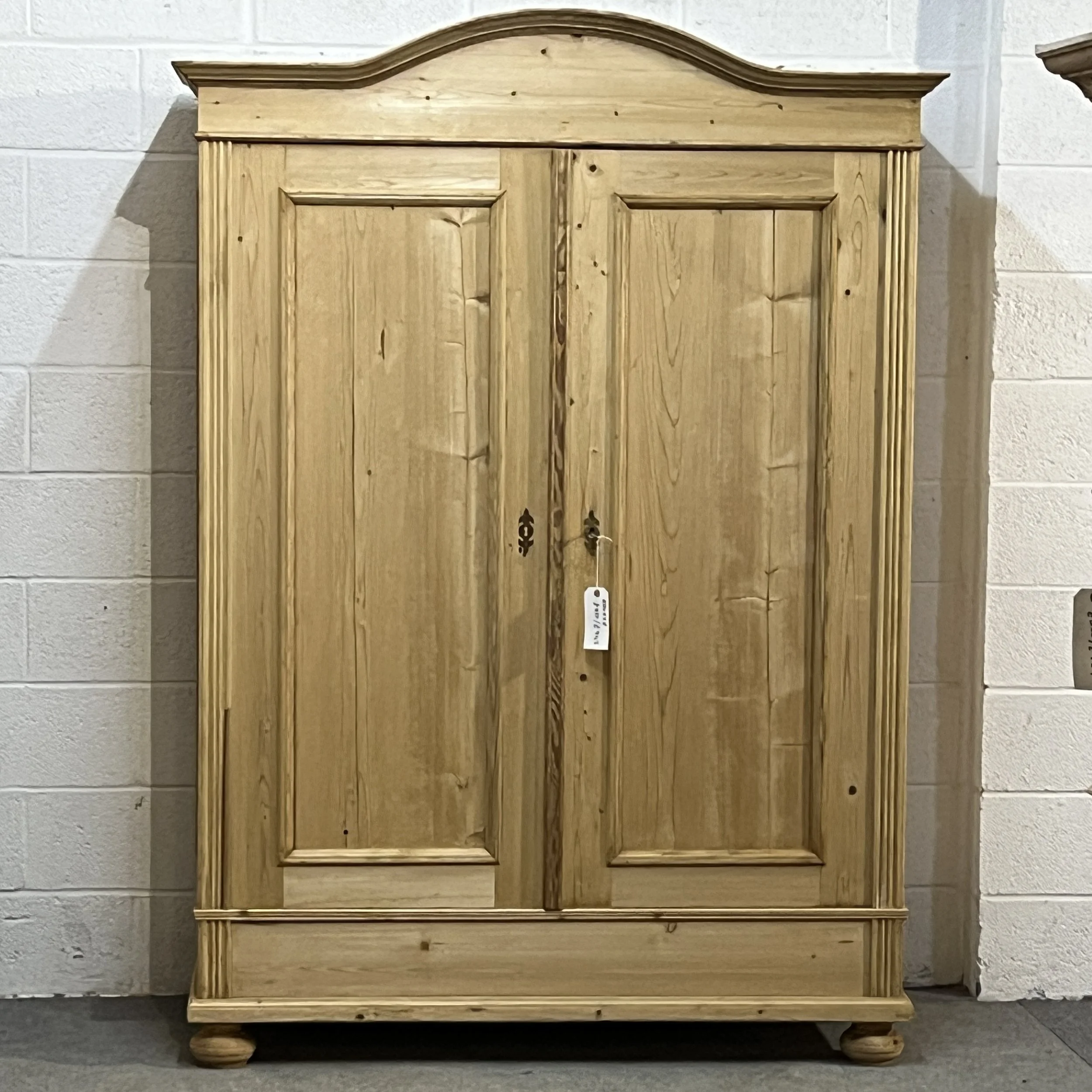 Large Arched Top Antique Pine Double Wardrobe