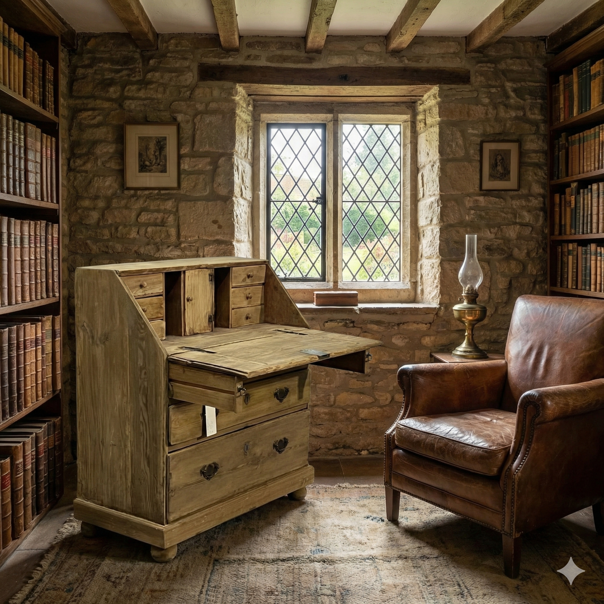 Small English Old Pine Bureau
