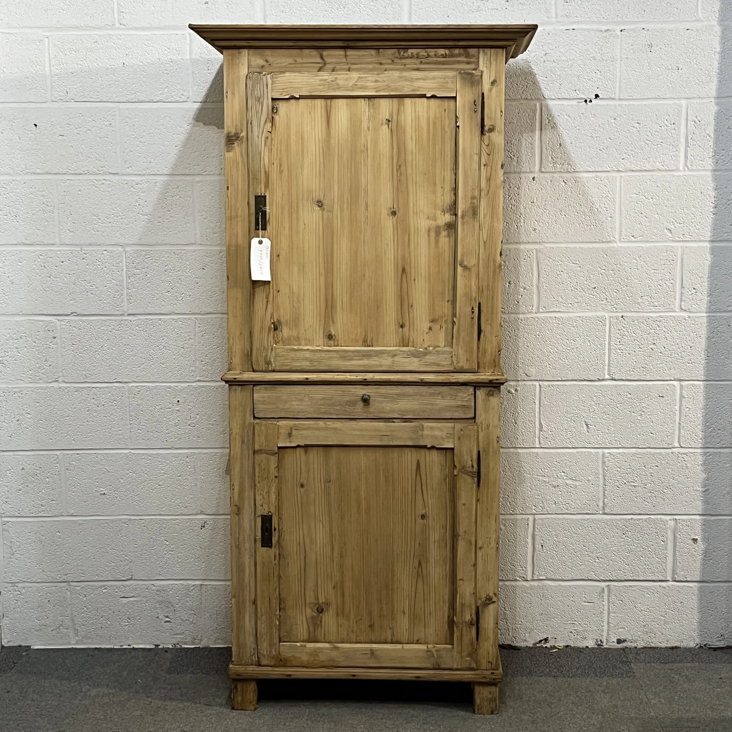 Tall Slim 2 Door Old Pine Cupboard