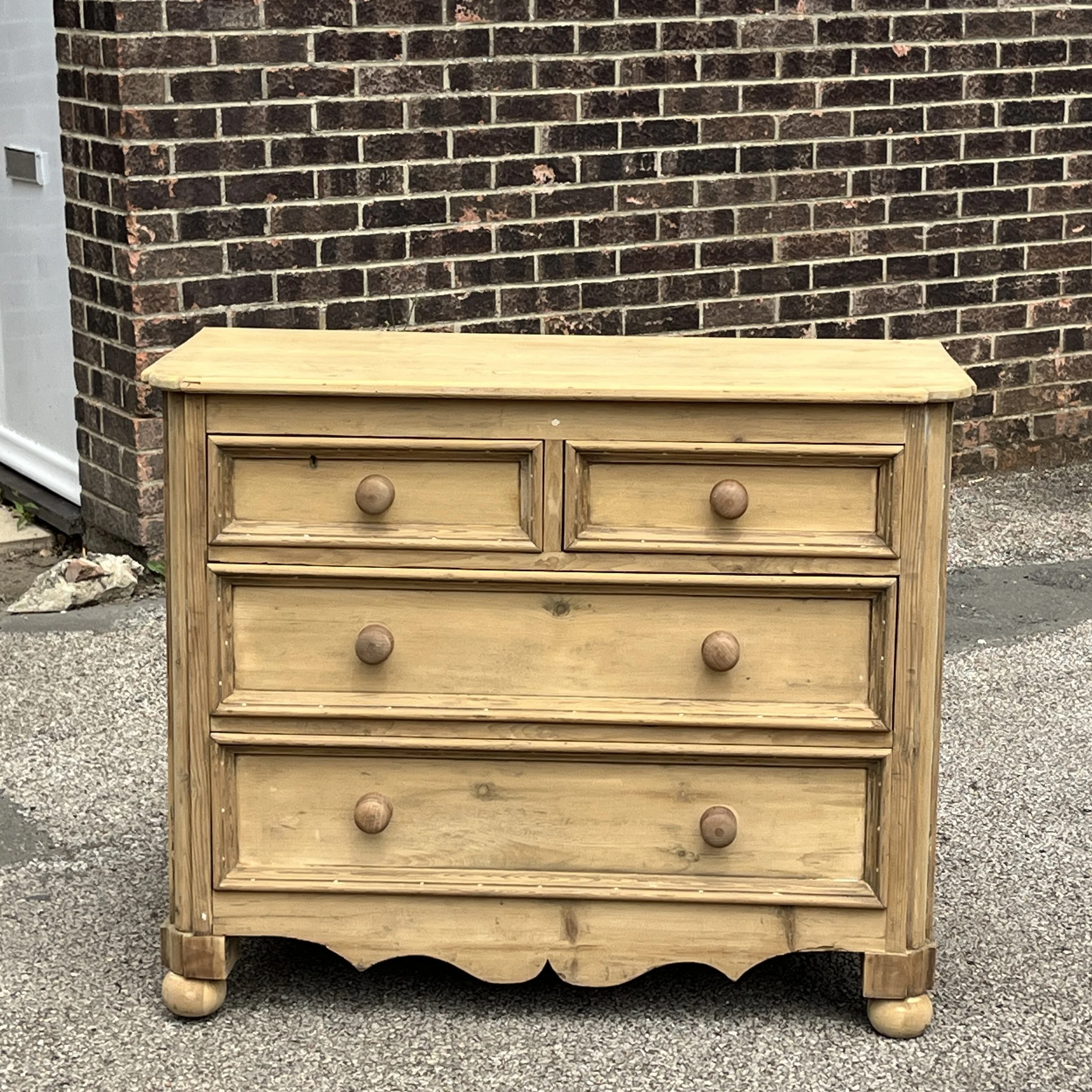 Victorian Pine Chest of Drawers with Panelled Drawers and Sides