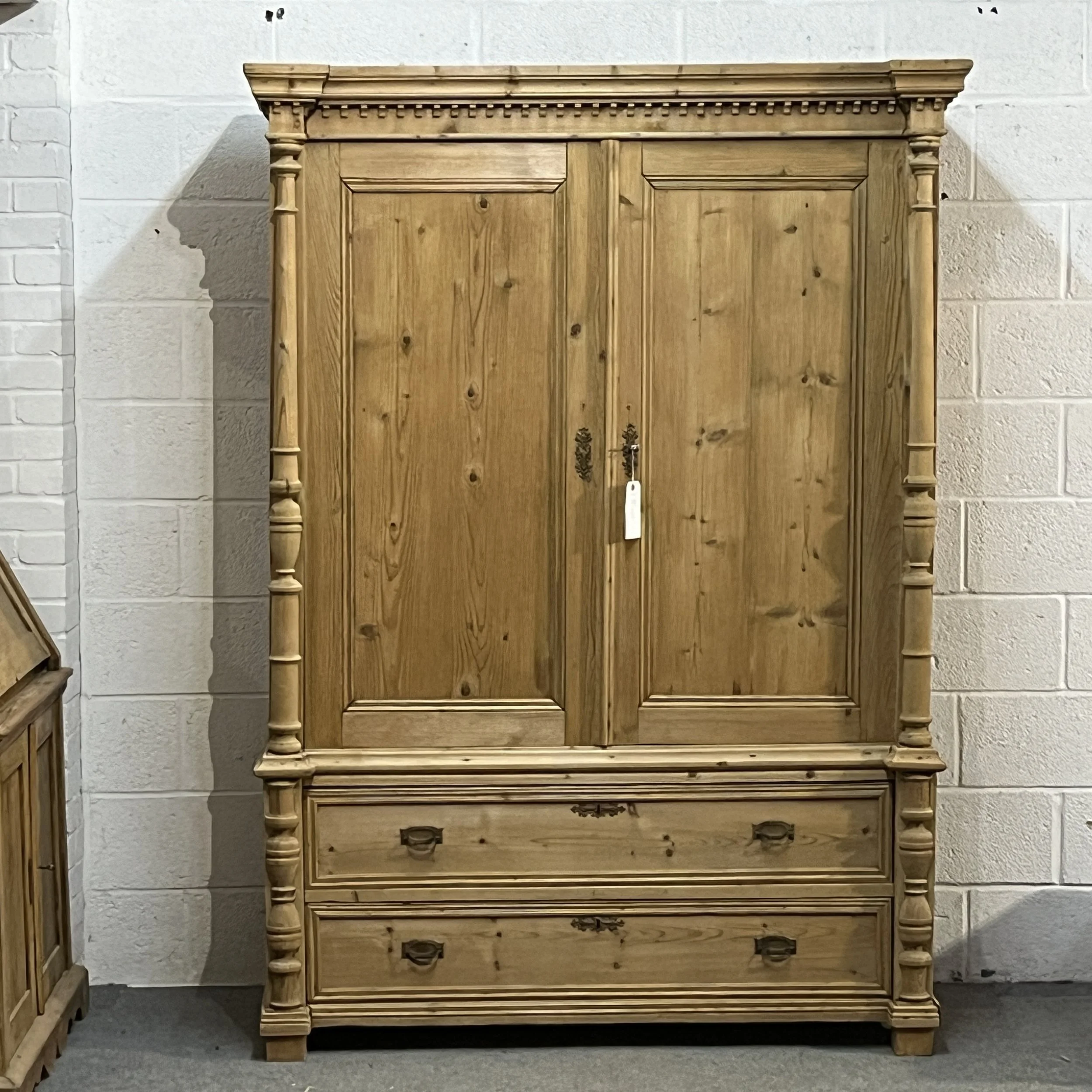 Large Dutch Antique Pine Linen Press