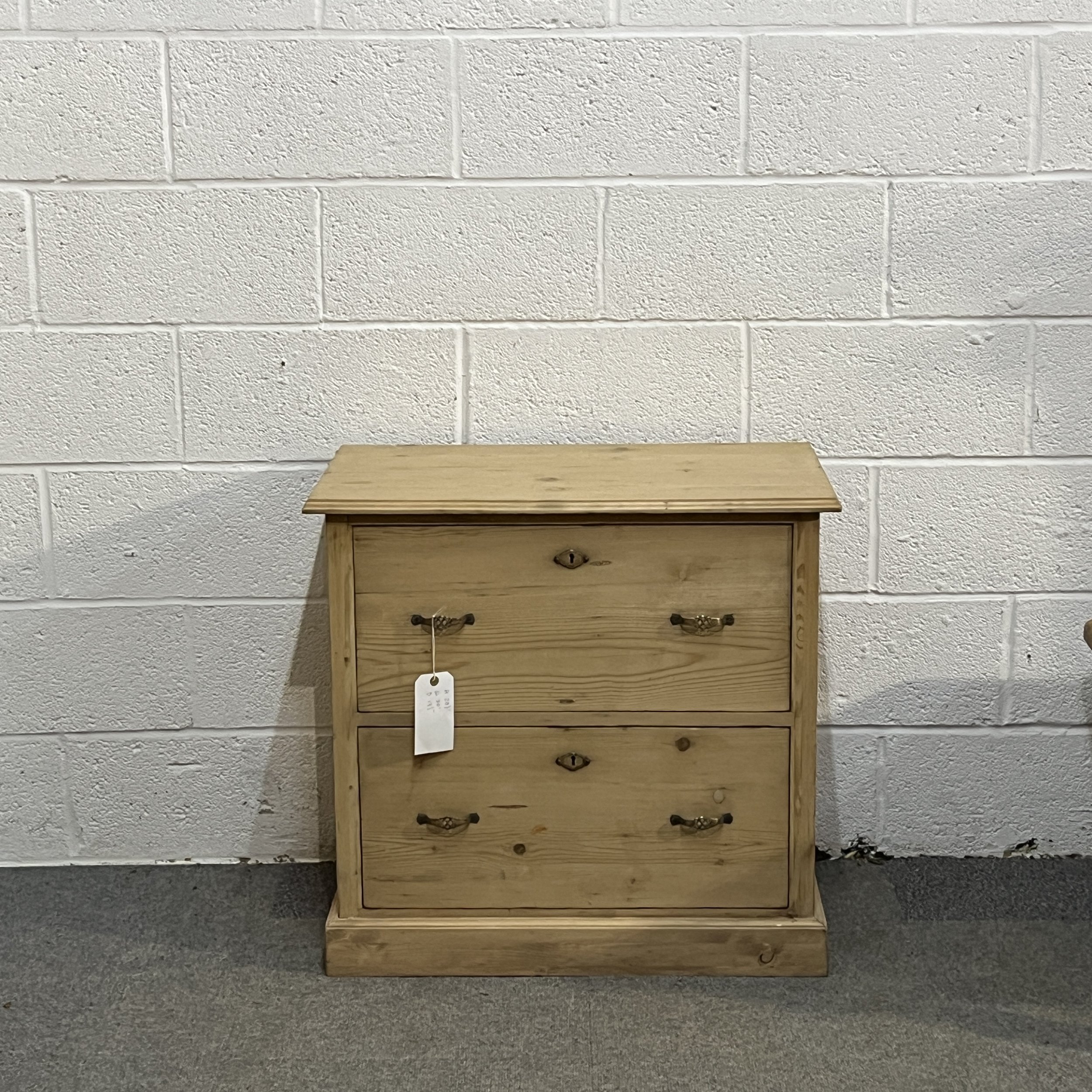 Small 1930’s 2 Drawer Pine Chest Of Drawers