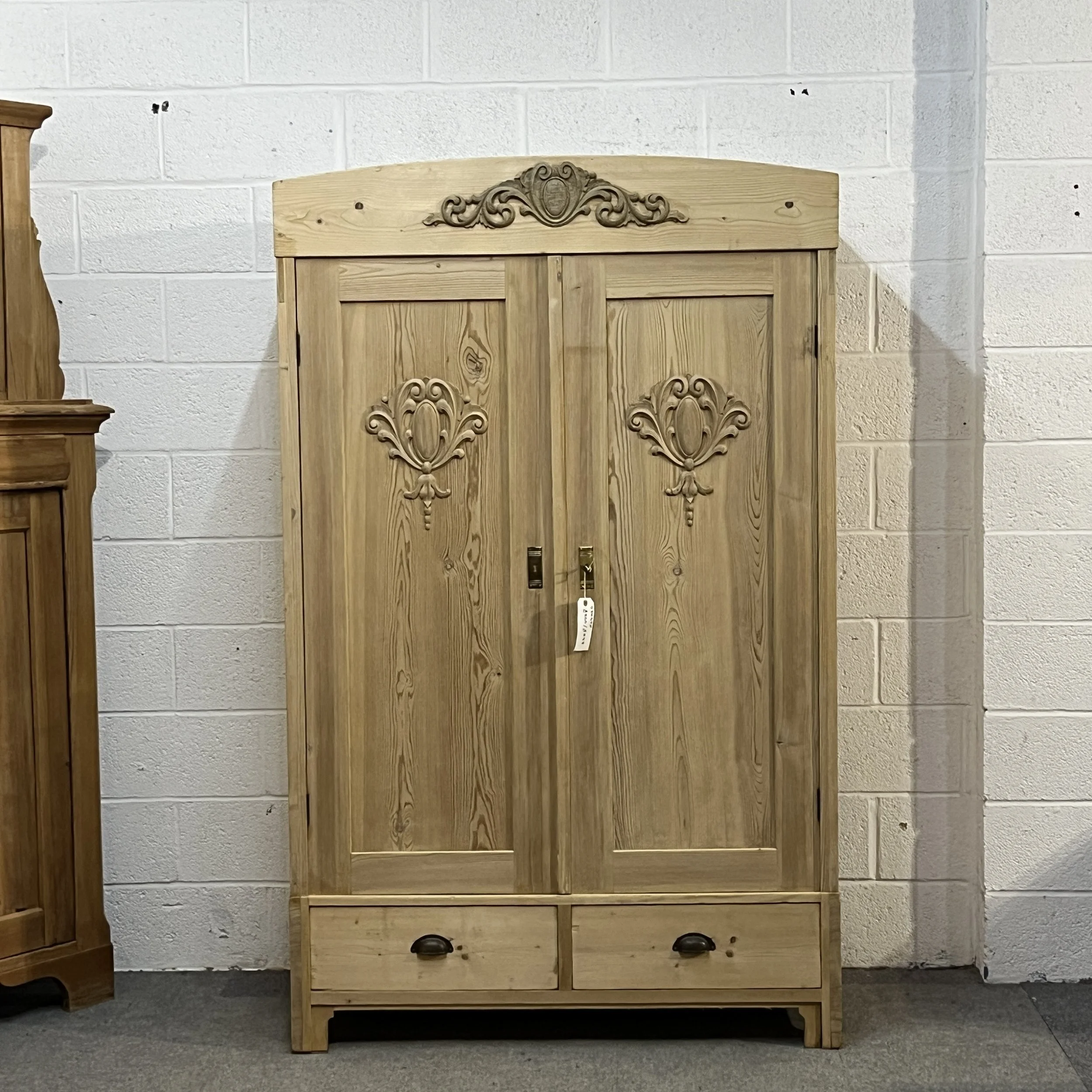 1920’s German Pine Wardrobe With Bottom Drawers (Dismantles)