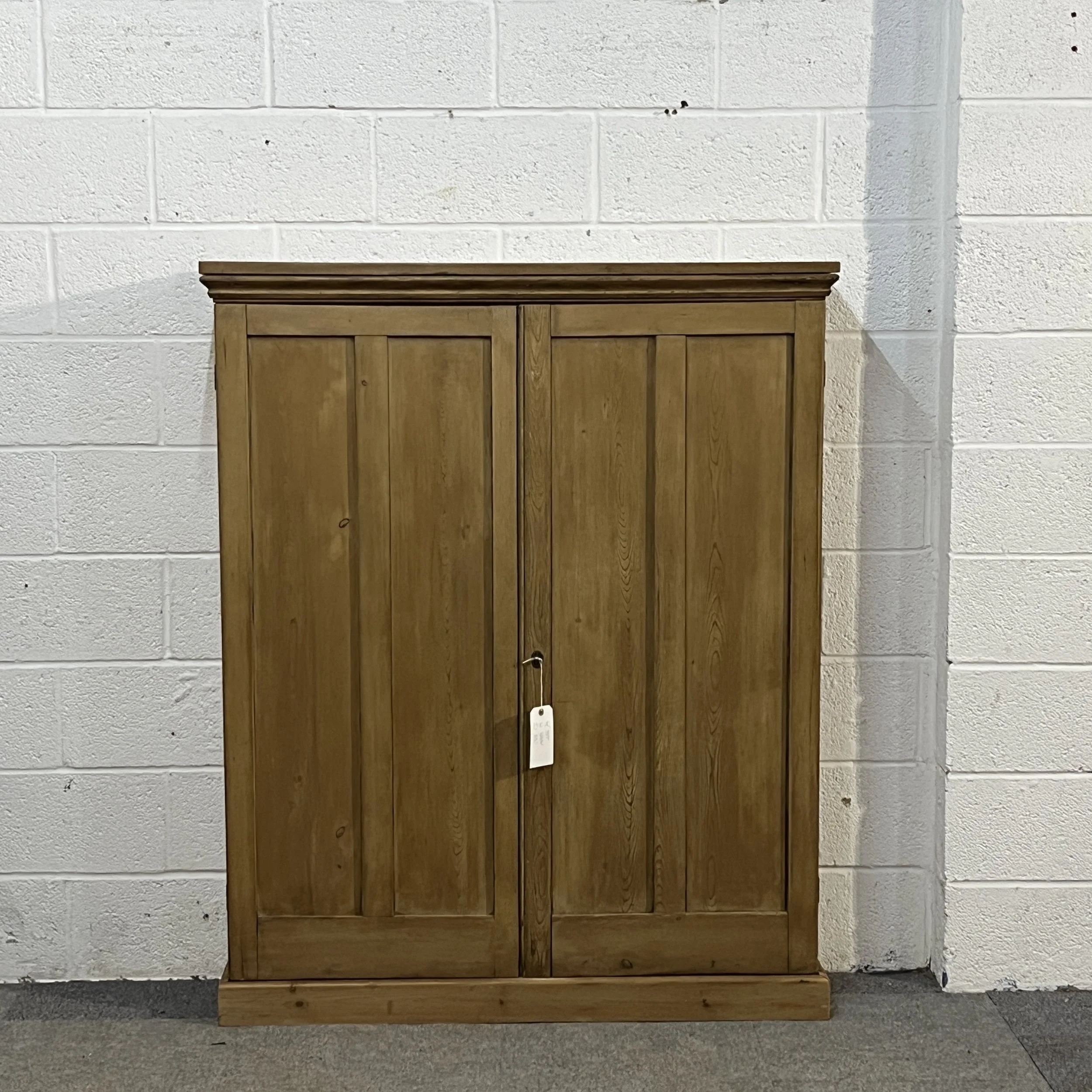 Large English Old Pine Shallow 2 Door Cupboard