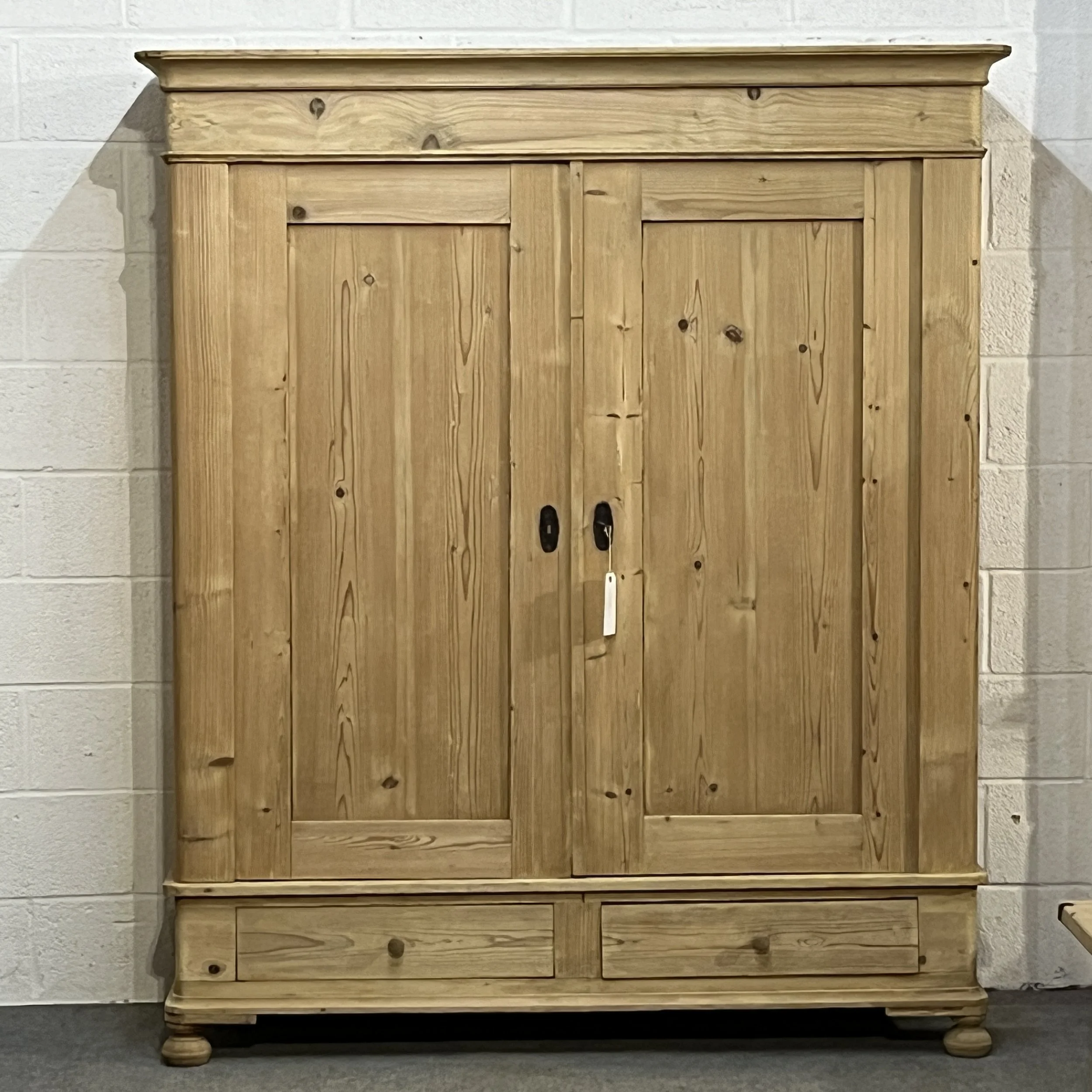 Large Antique Pine Double Wardrobe
