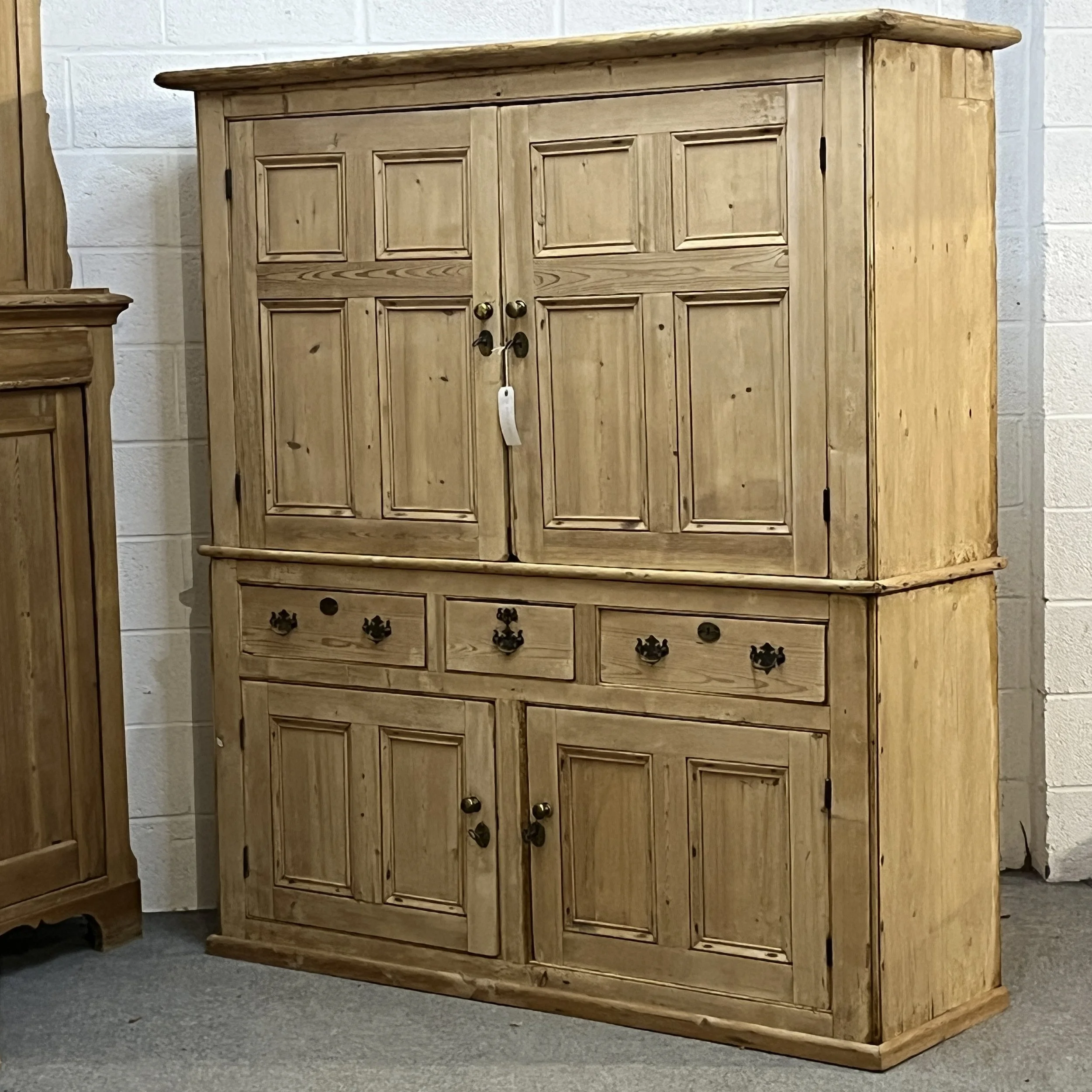 Right-side angled full view of early Victorian pine housekeeper’s cupboard N7700I