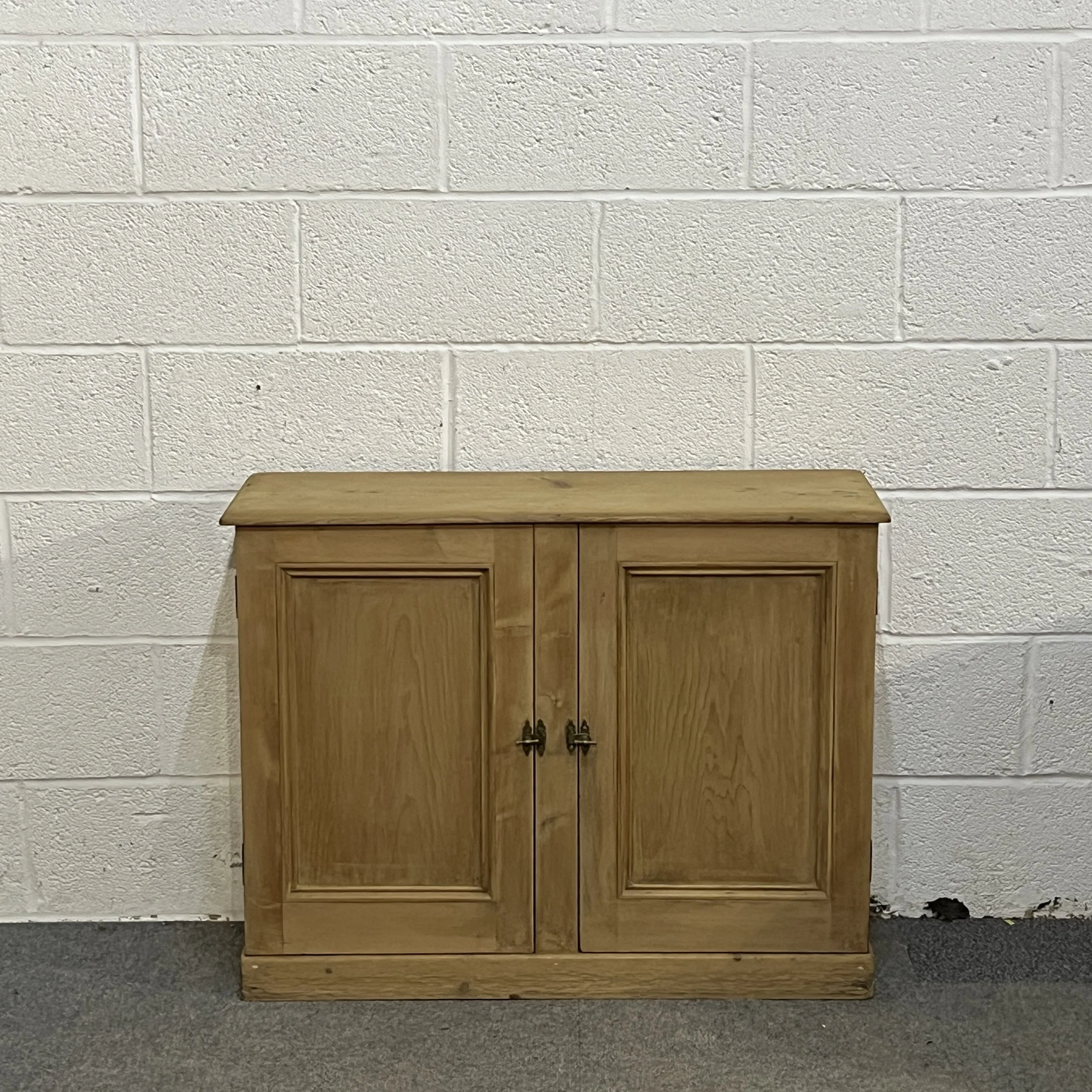 Small Shallow Victorian Pine 2 Door Cupboard