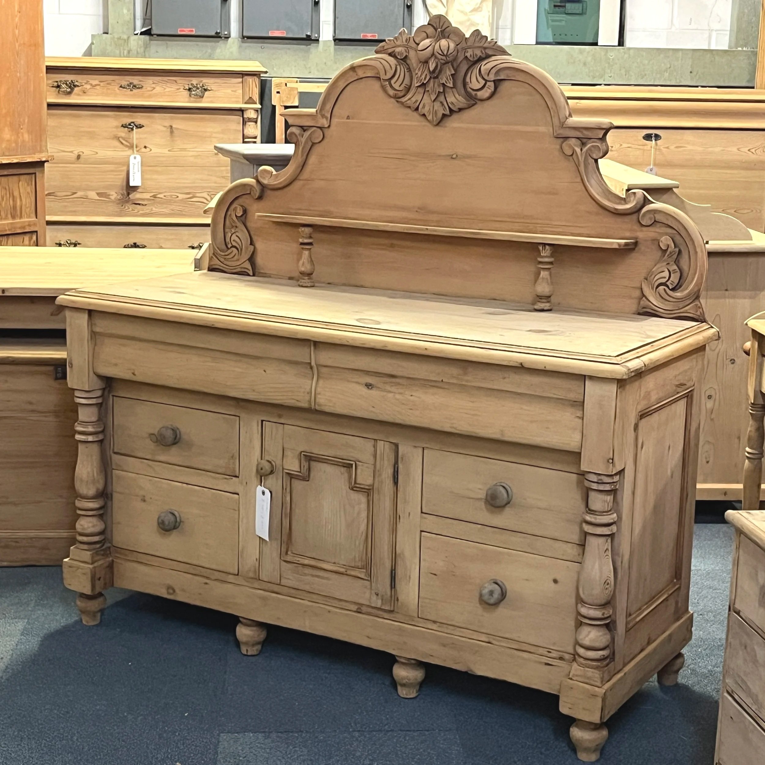 Victorian Antique Pine Chiffonier with Gallery Back