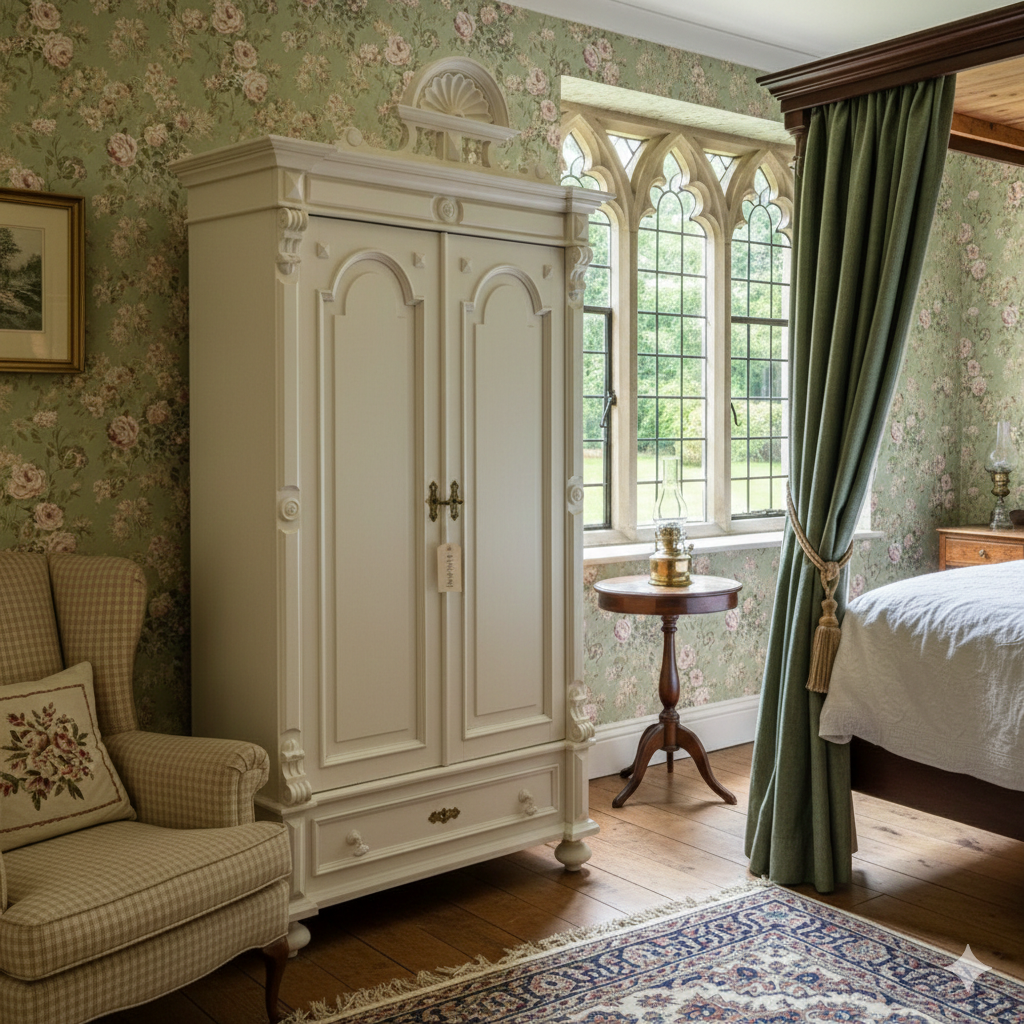 Decorative old pine wardrobe in a painted finish