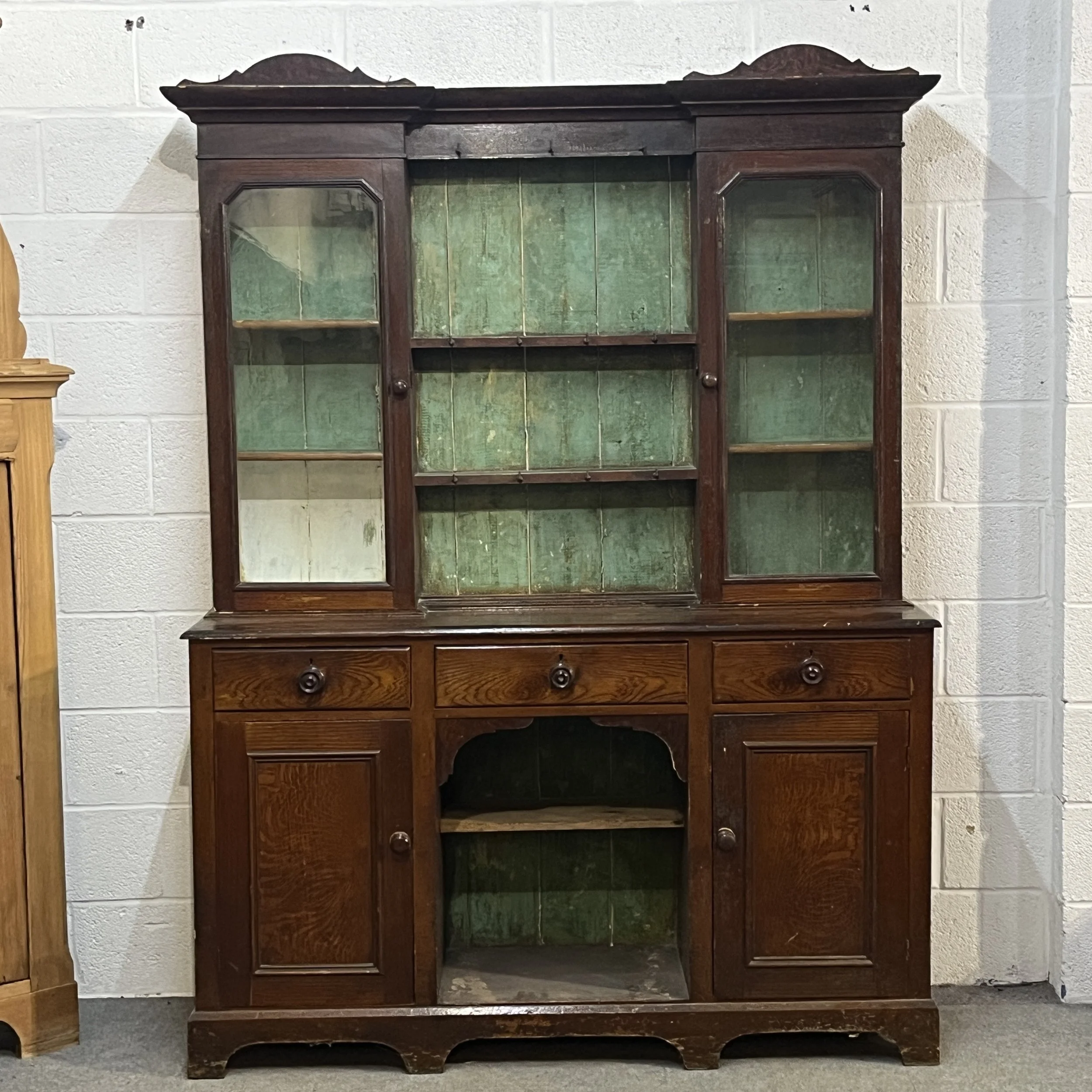 Painted Partly Glazed South Wales Antique Pine Dresser