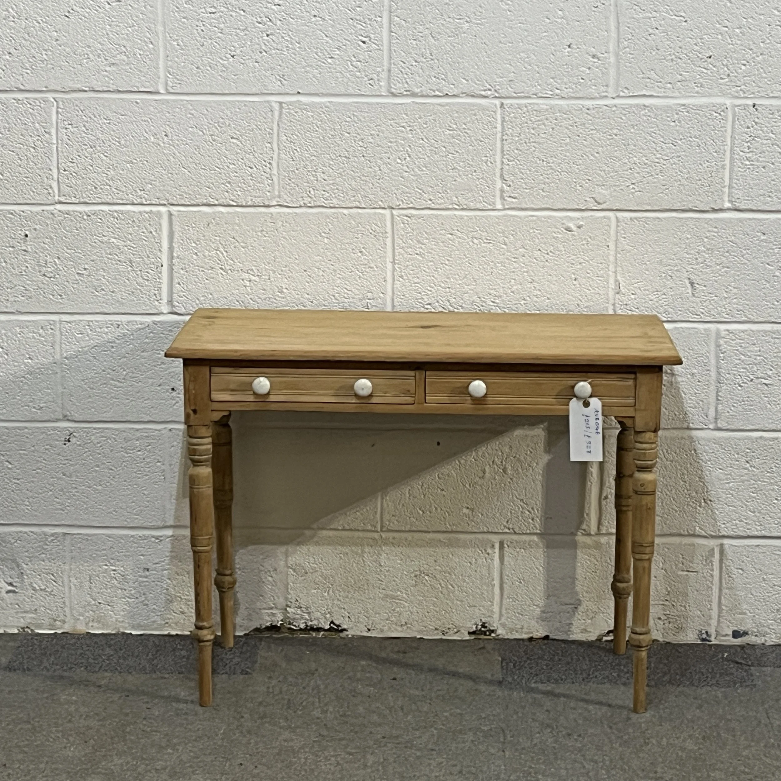 Small Turned Leg Victorian Pine 2 Drawer Dressing Table