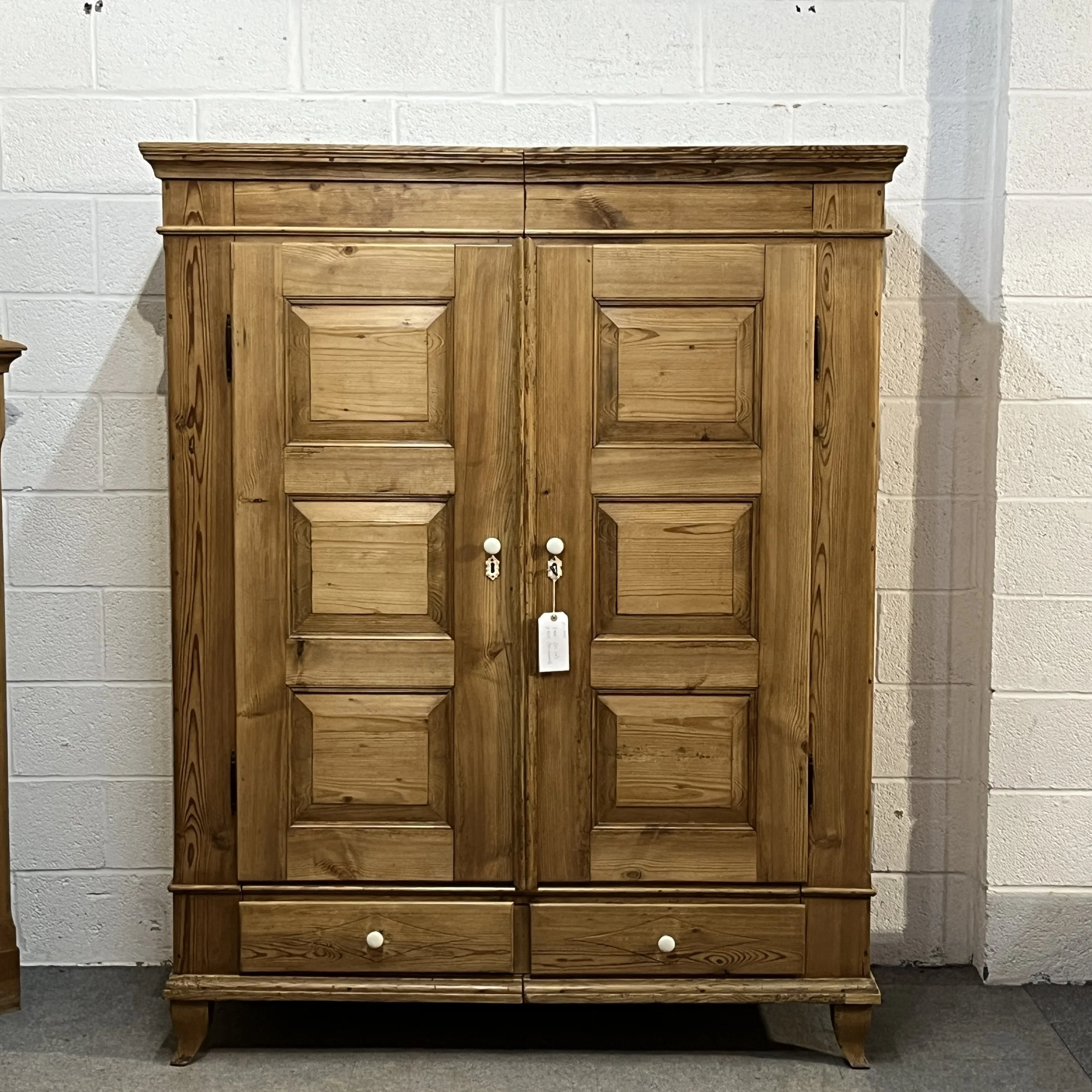 Beautiful Old Pine Waxed Double Wardrobe