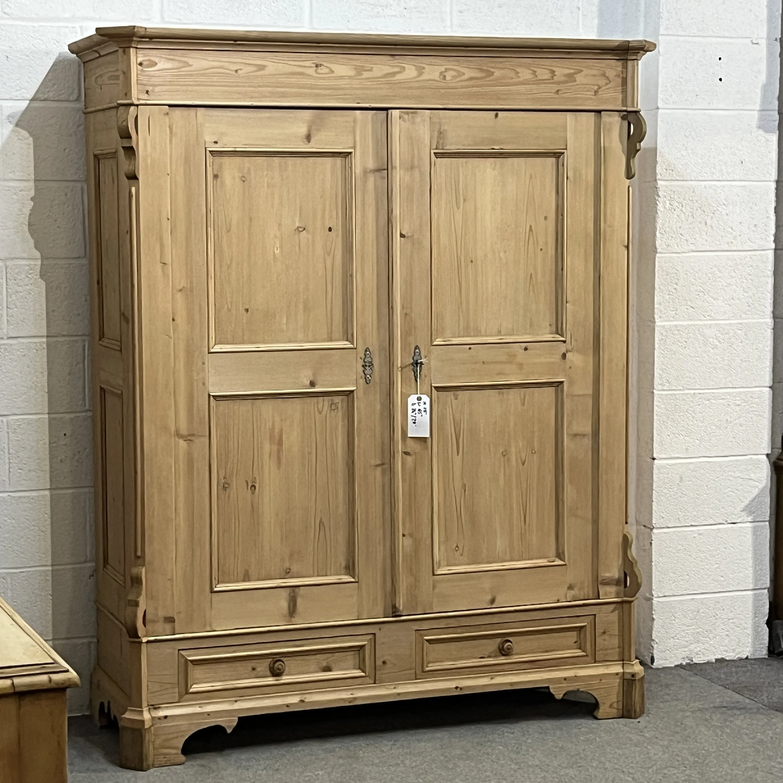 Very Large Antique Pine Double Wardrobe with Drawers, circa 1900 (N1657F)