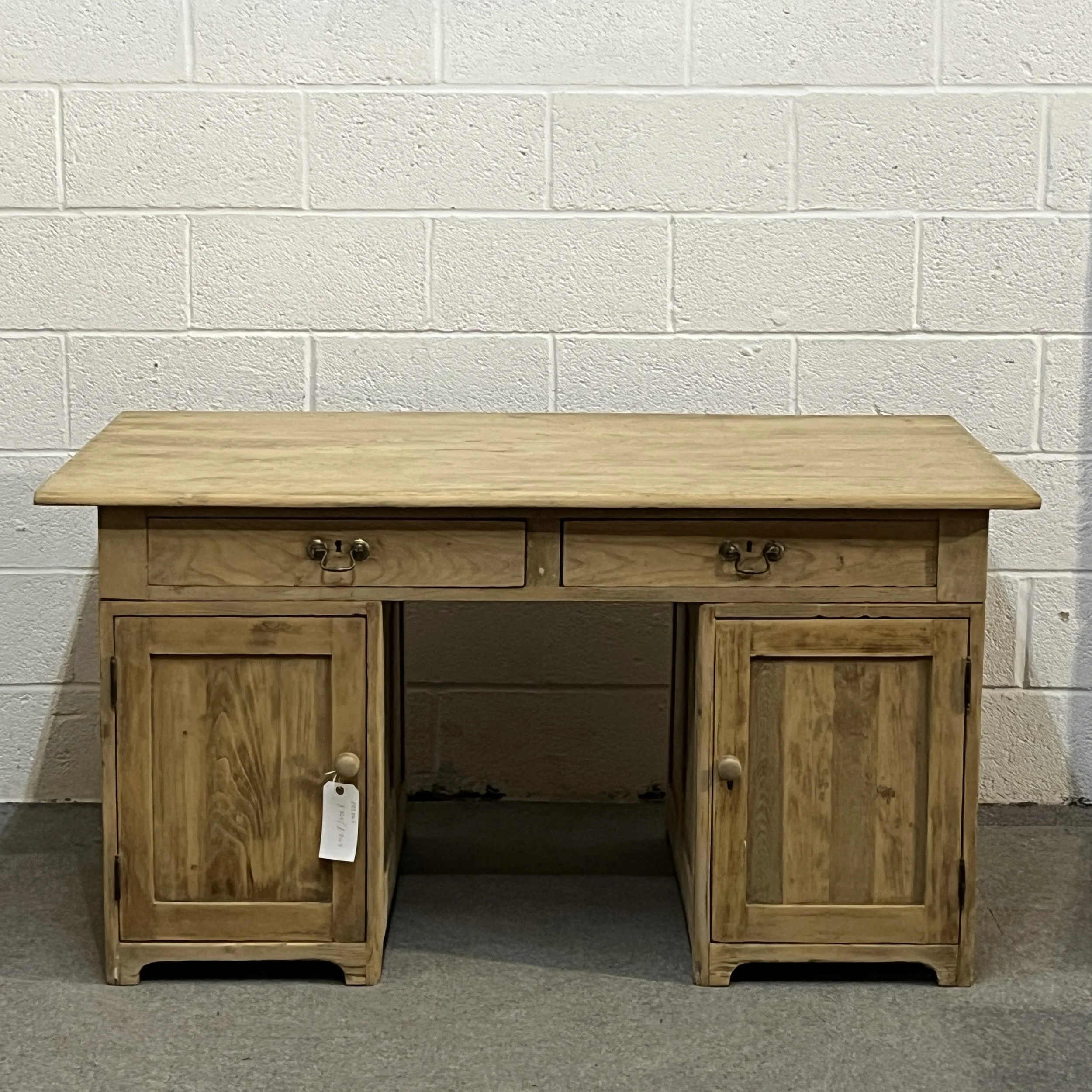 Large English Antique Pine Pedestal Desk