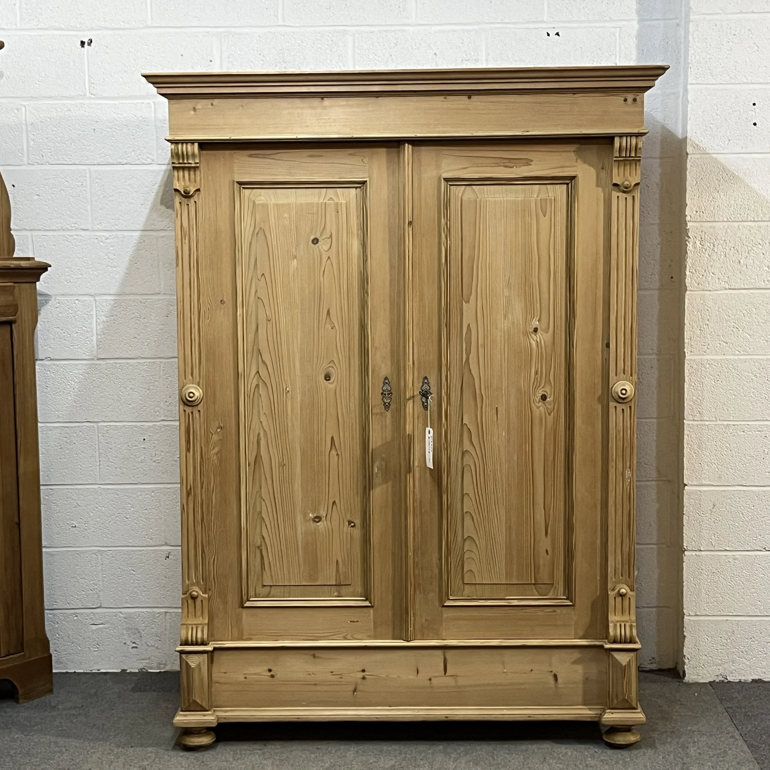 Large Antique Pine Double Wardrobe (Dismantles)