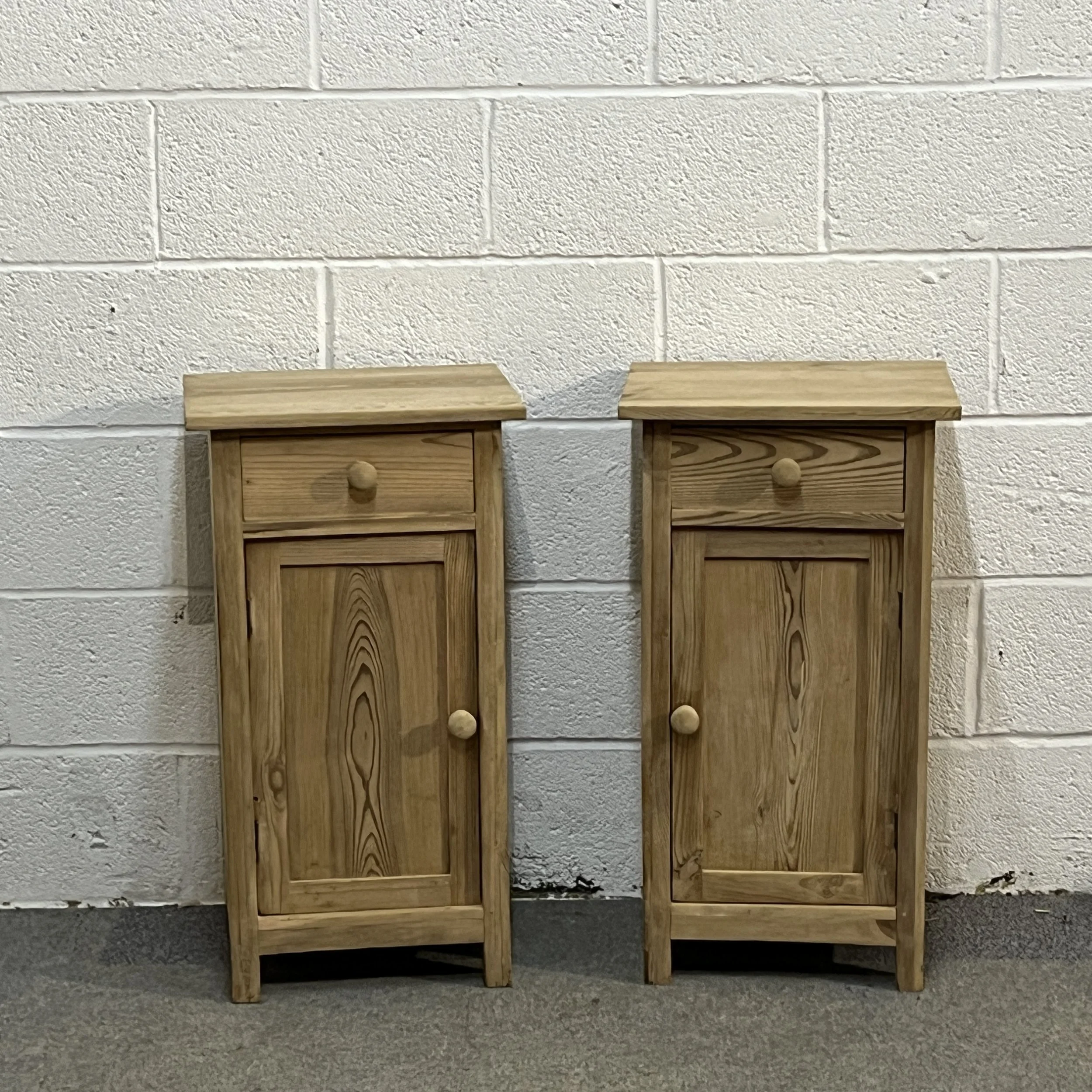 Pair Of Antique Pine Bedside Cupboards