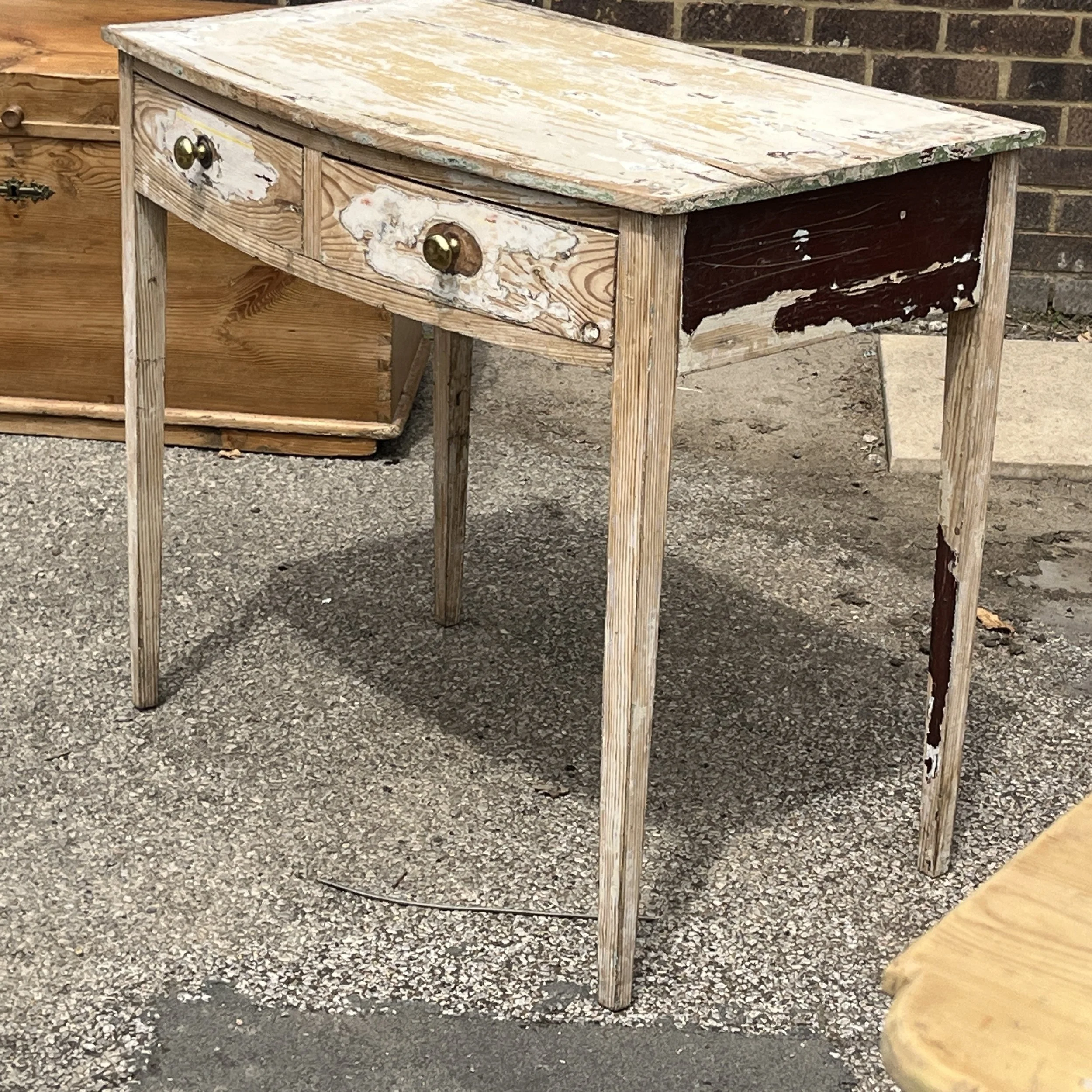 Victorian Pine Bowfront Dressing Table with Two Drawers