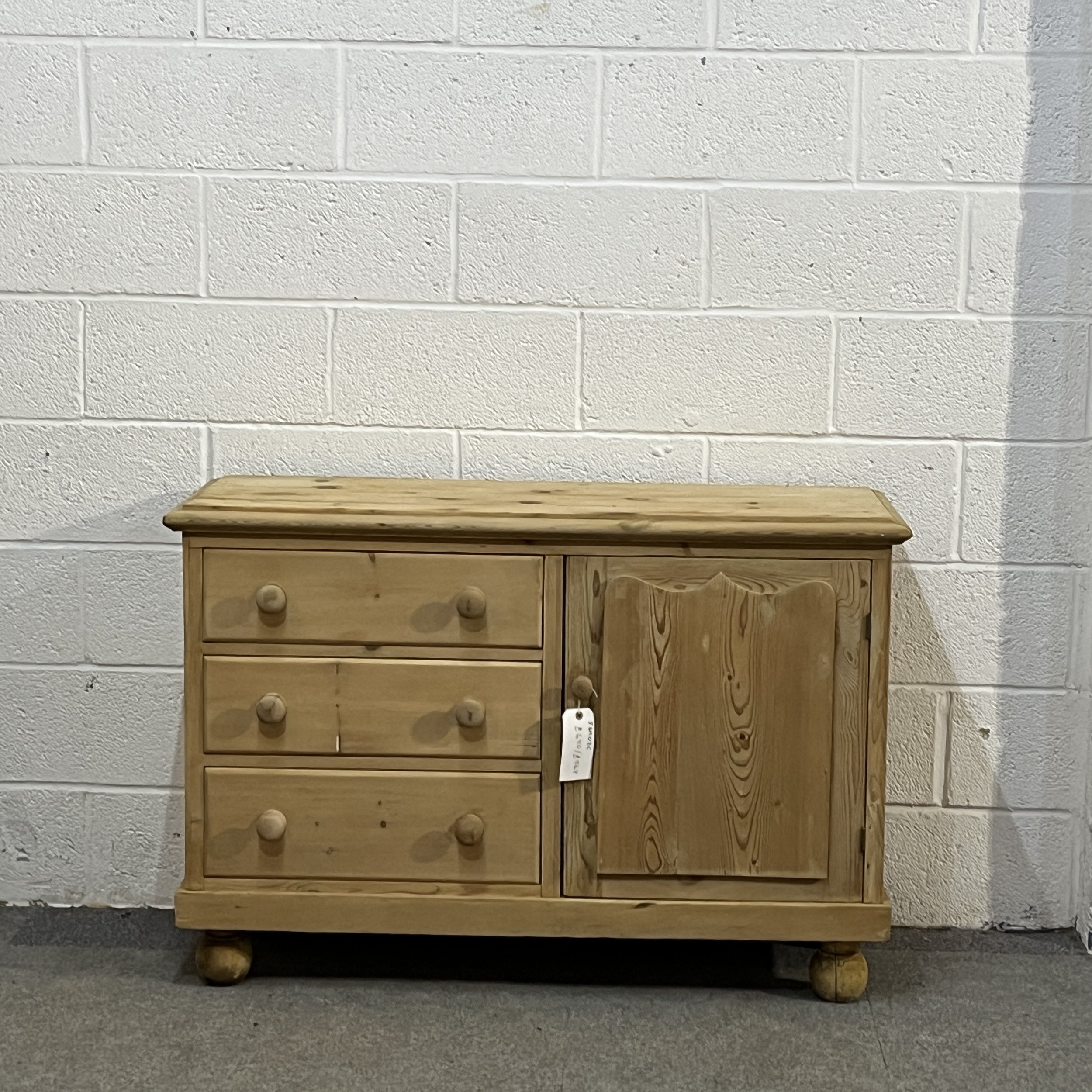 Small Edwardian Pine Chiffonier With 3 Drawers