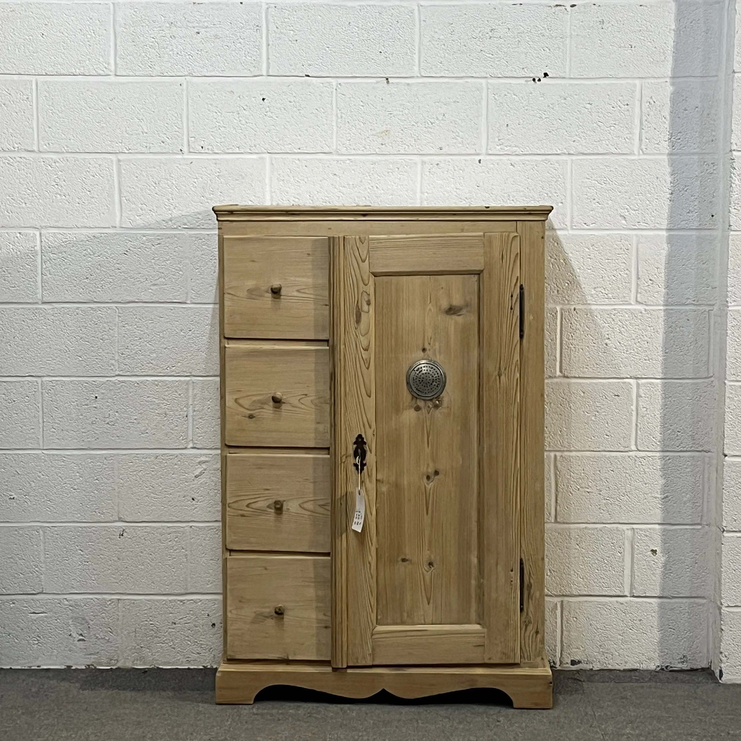 Old Pine Larder Cupboard With Drawers